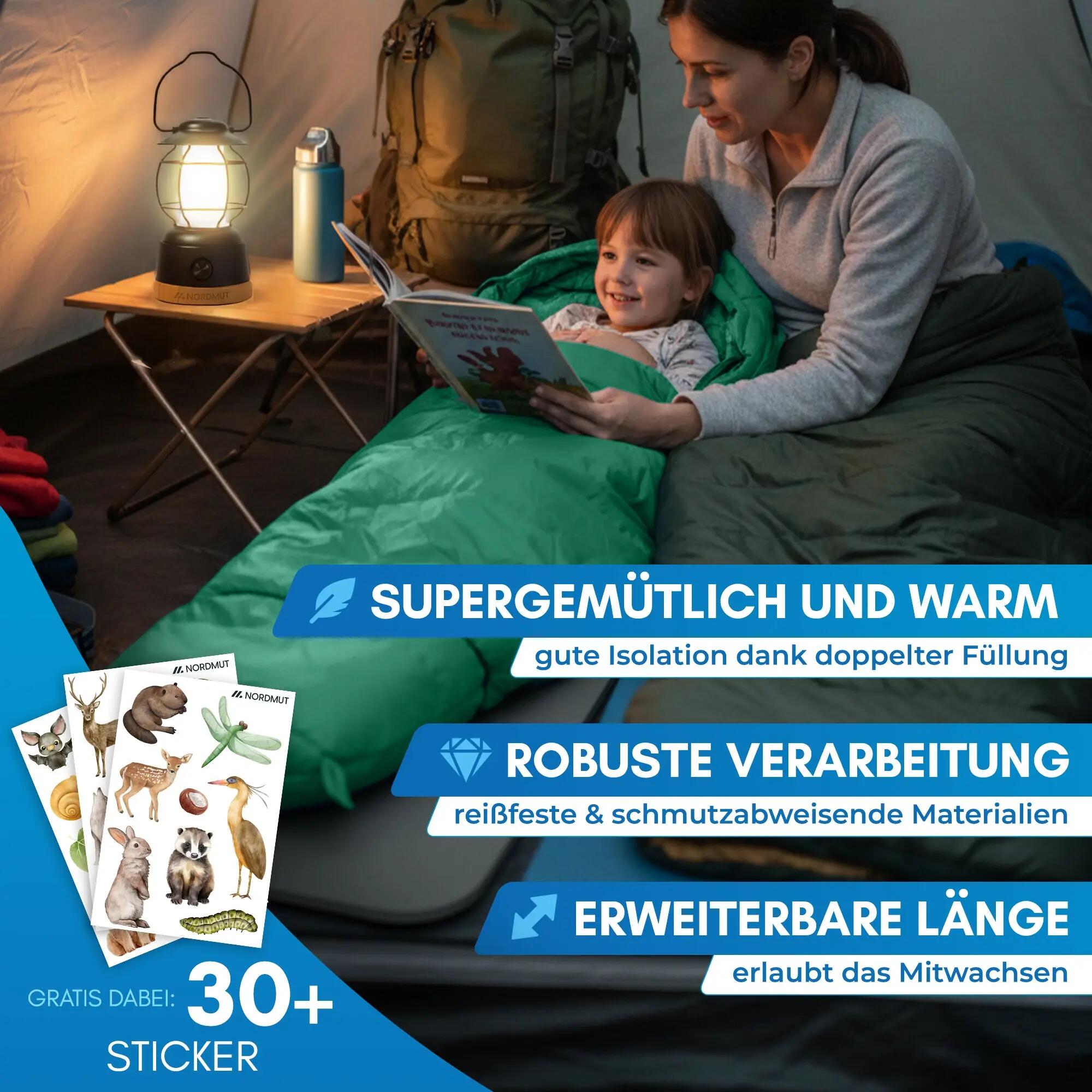 Kinder - Camping-Schlafsack - mitwachsend, 130-170 cm, 3 Jahreszeiten - Bukke 8/8