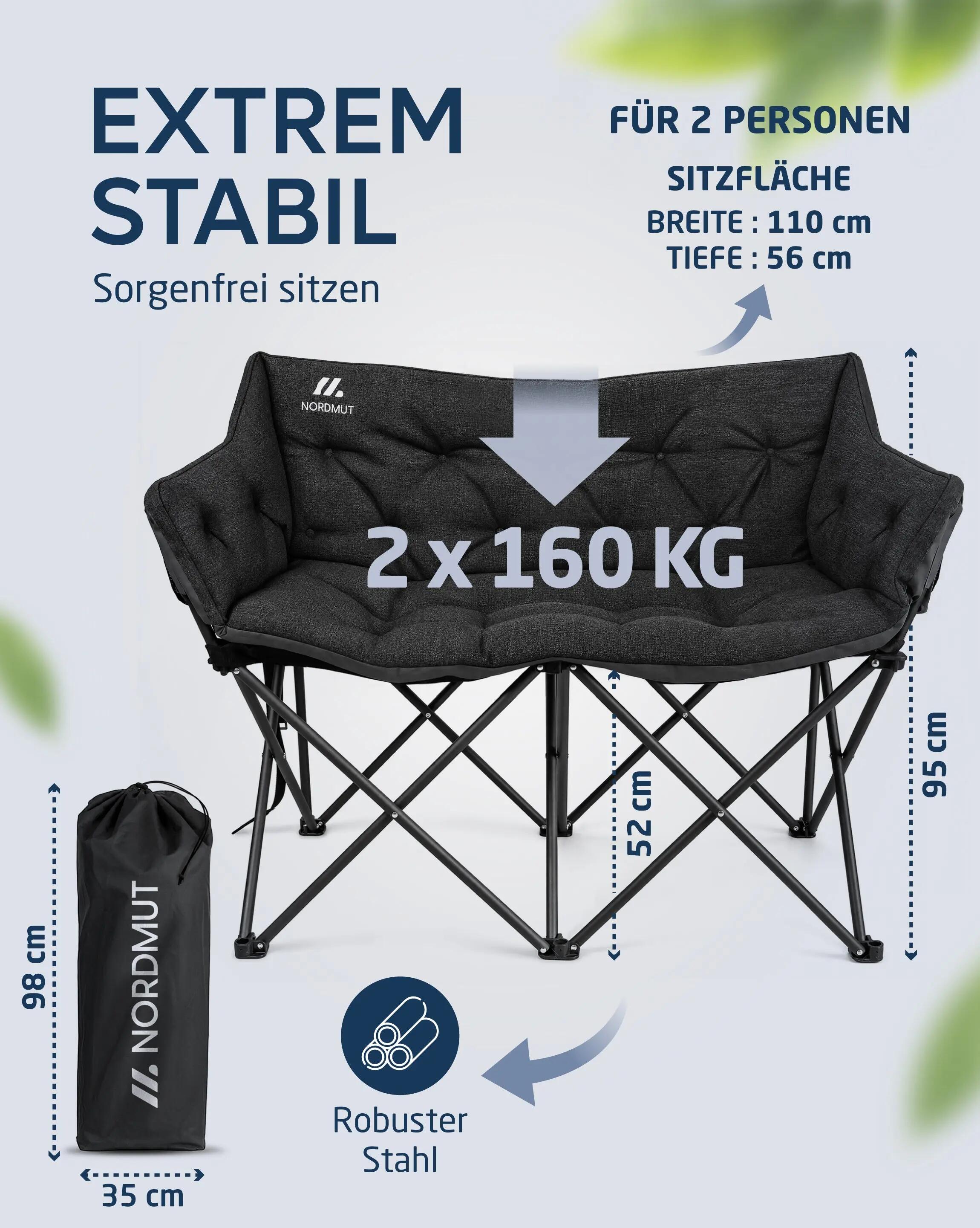 Campingsofa für 2 personen - klappbar, gepolstert, Ejnar 3/7