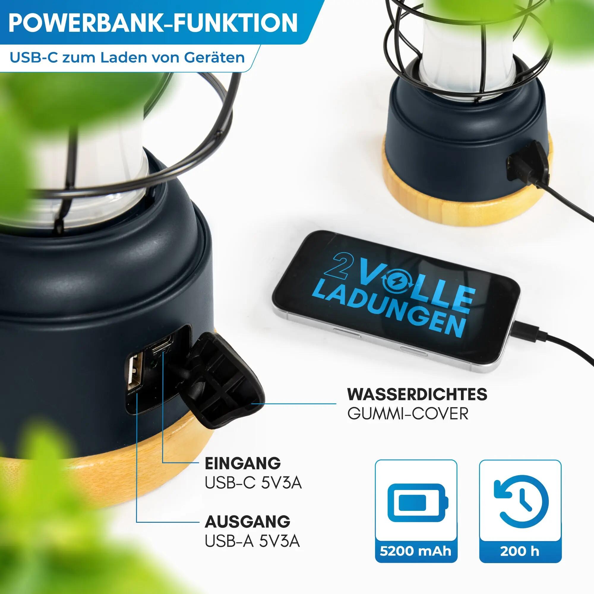 Campinglampe - led, akku, powerbank, dimmbar - esja 3/4