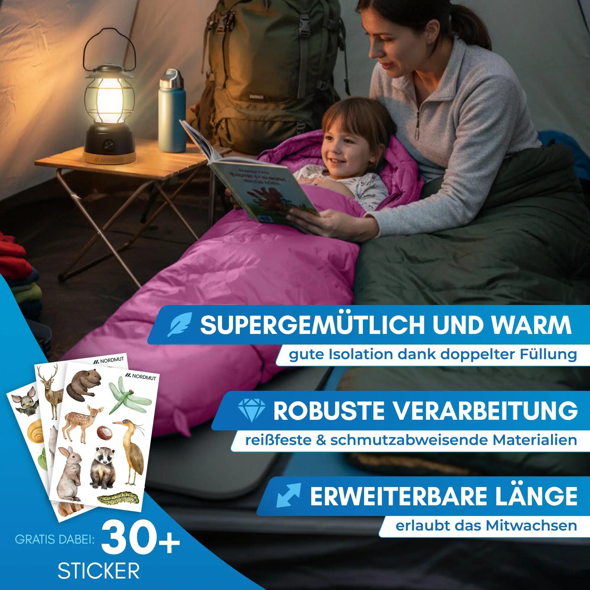 Kinder - camping-schlafsack - mitwachsend 130-170 cm - bukke 8/8
