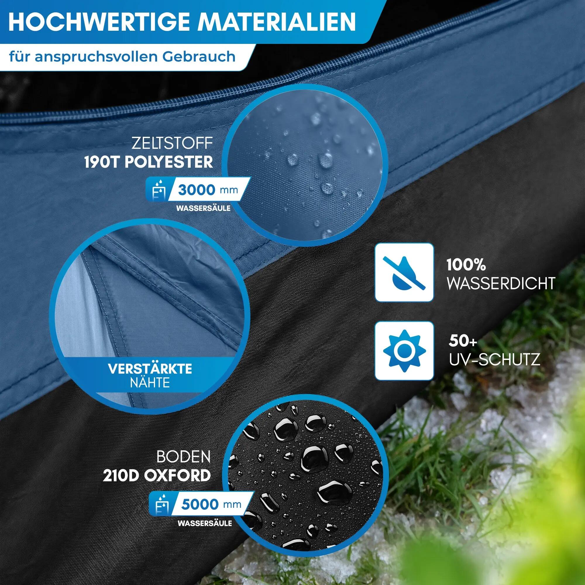 Camping Kuppelzelt 4 Personen mit Vorraum wasserdicht 3000 mm 300x250 cm Tverrå 3/8
