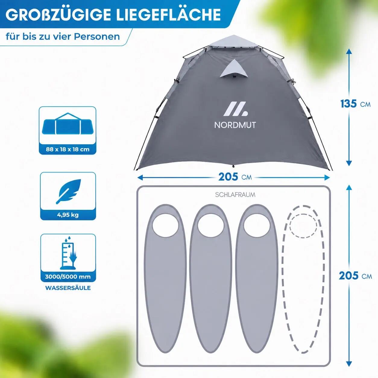 Camping-Wurfzelt für 2 bis 4 Personen, Pop-up, wasserdicht, Tikaa 3/8