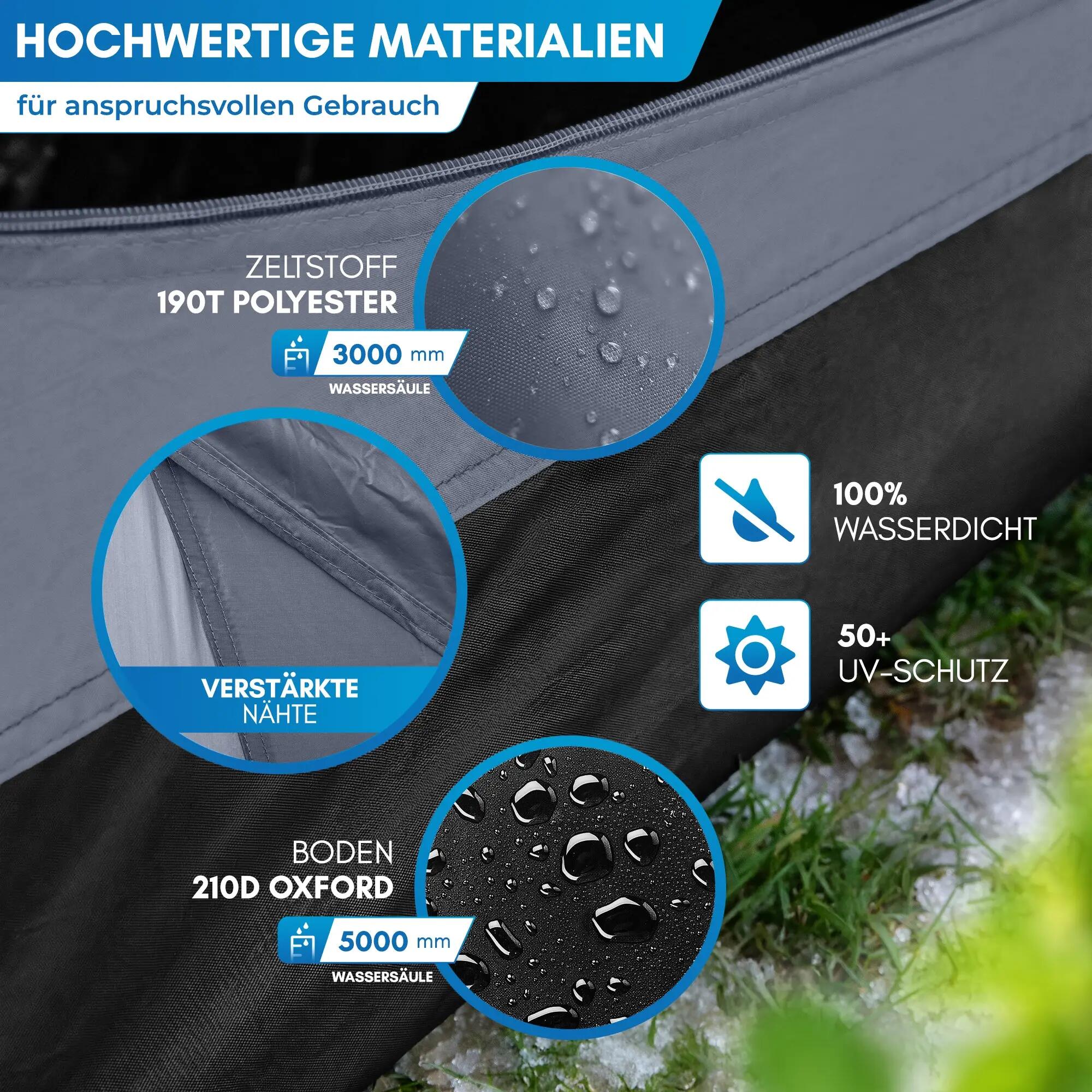 Camping Kuppelzelt 4 Personen mit Vorraum wasserdicht 3000 mm 300x250 cm Tverrå 3/8