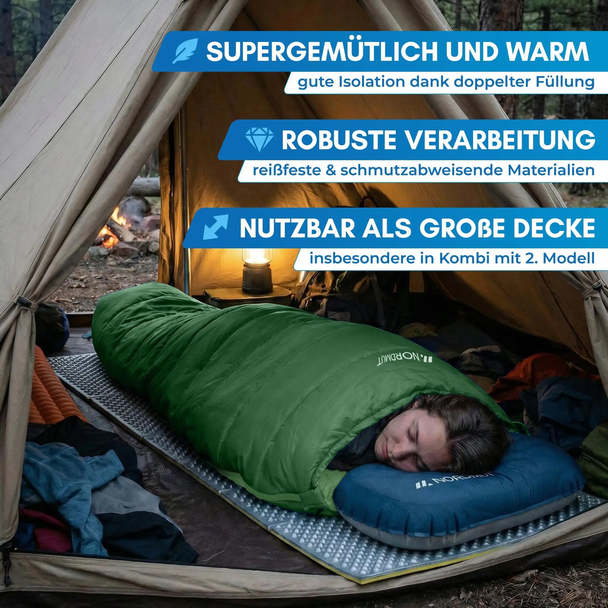 Deckenschlafsack für camping - drei jahreszeiten, leicht, Pihtso 8/8