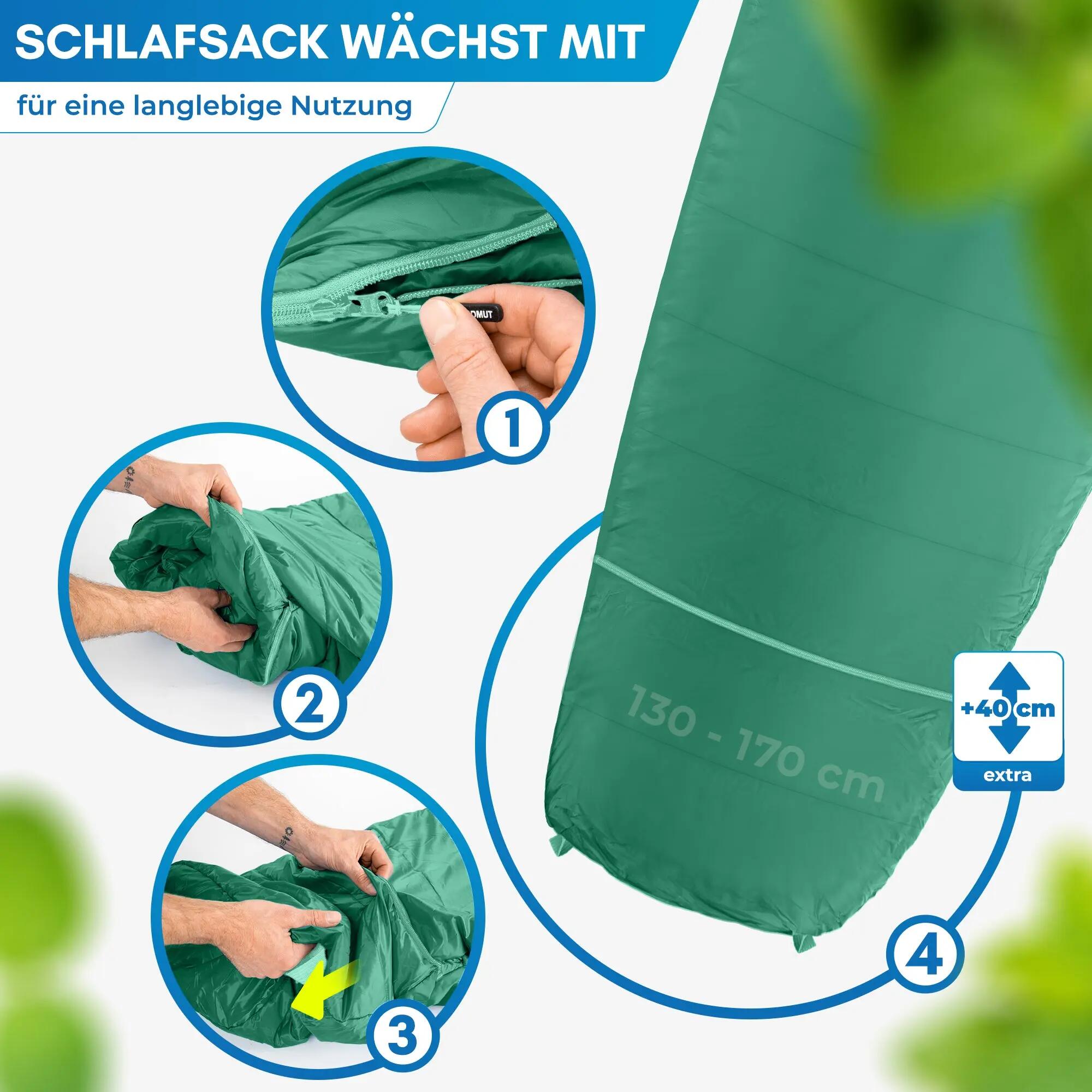 Kinder - Camping-Schlafsack - mitwachsend, 130-170 cm, 3 Jahreszeiten - Bukke 6/8