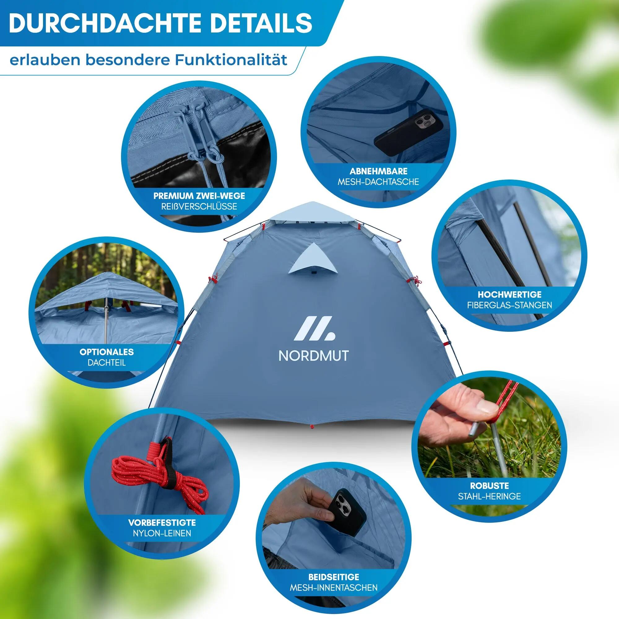 Camping-Wurfzelt für 2 bis 4 Personen, Pop-up, wasserdicht, Tikaa 6/8