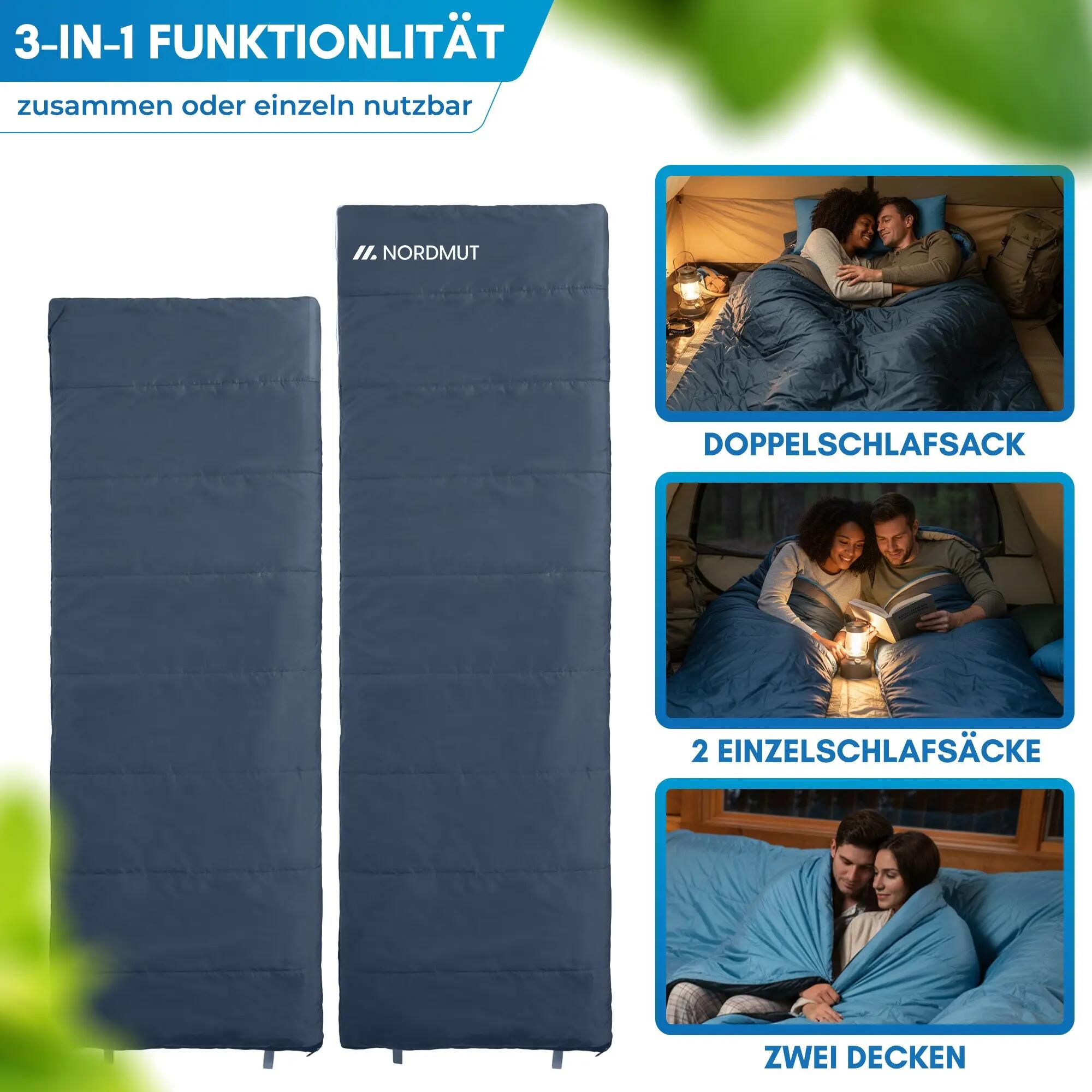Camping-Doppelschlafsack für 2 personen, 3 jahreszeiten, Otra 6/8