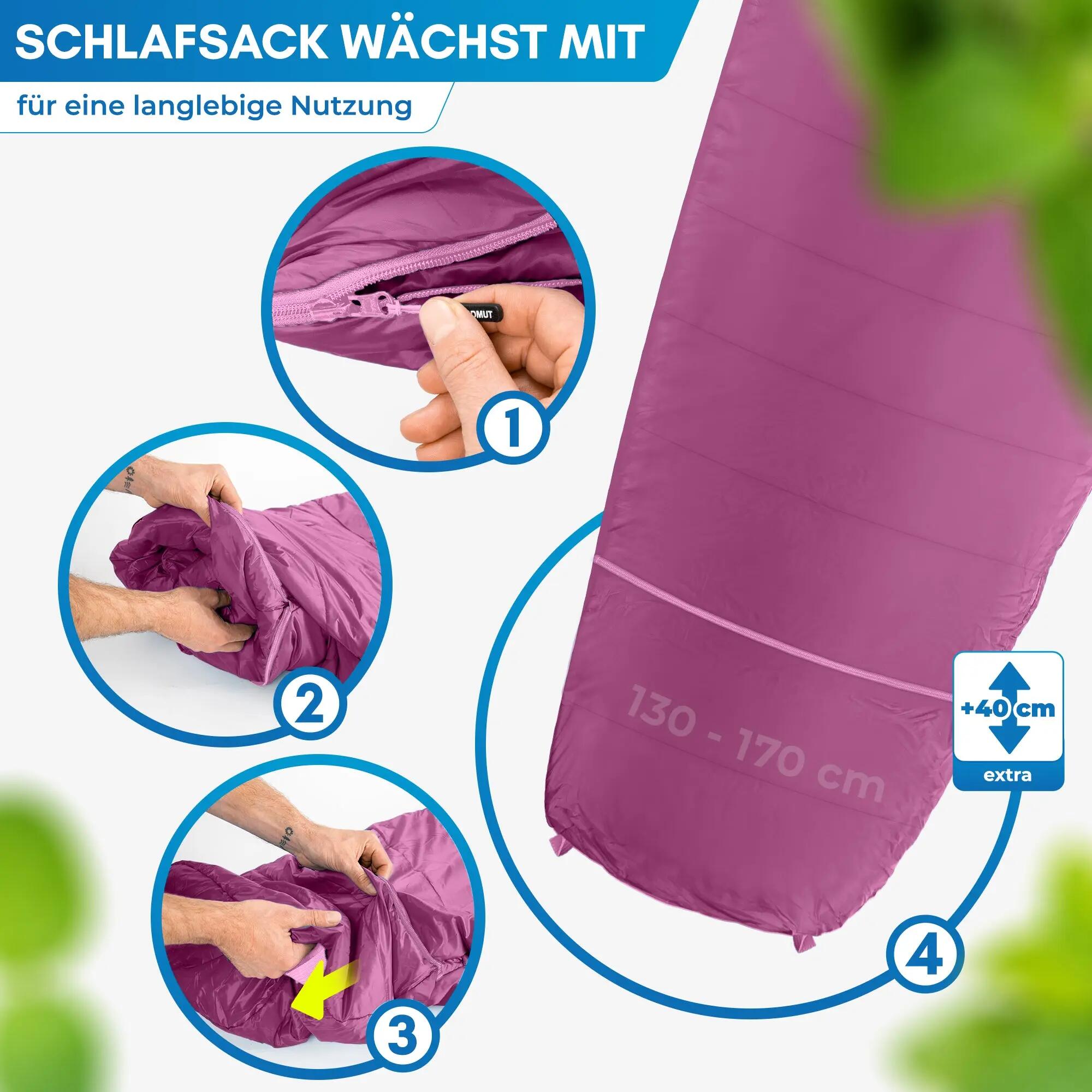 Kinder - camping-schlafsack - mitwachsend 130-170 cm - bukke 6/8
