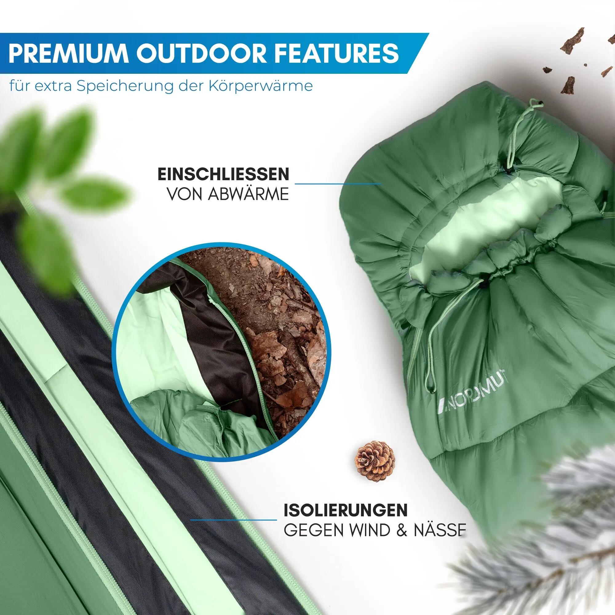 Camping Winterschlafsack Mumie bis -10 °C 216 x 80 cm wasserabweisend Ajunn 5/7