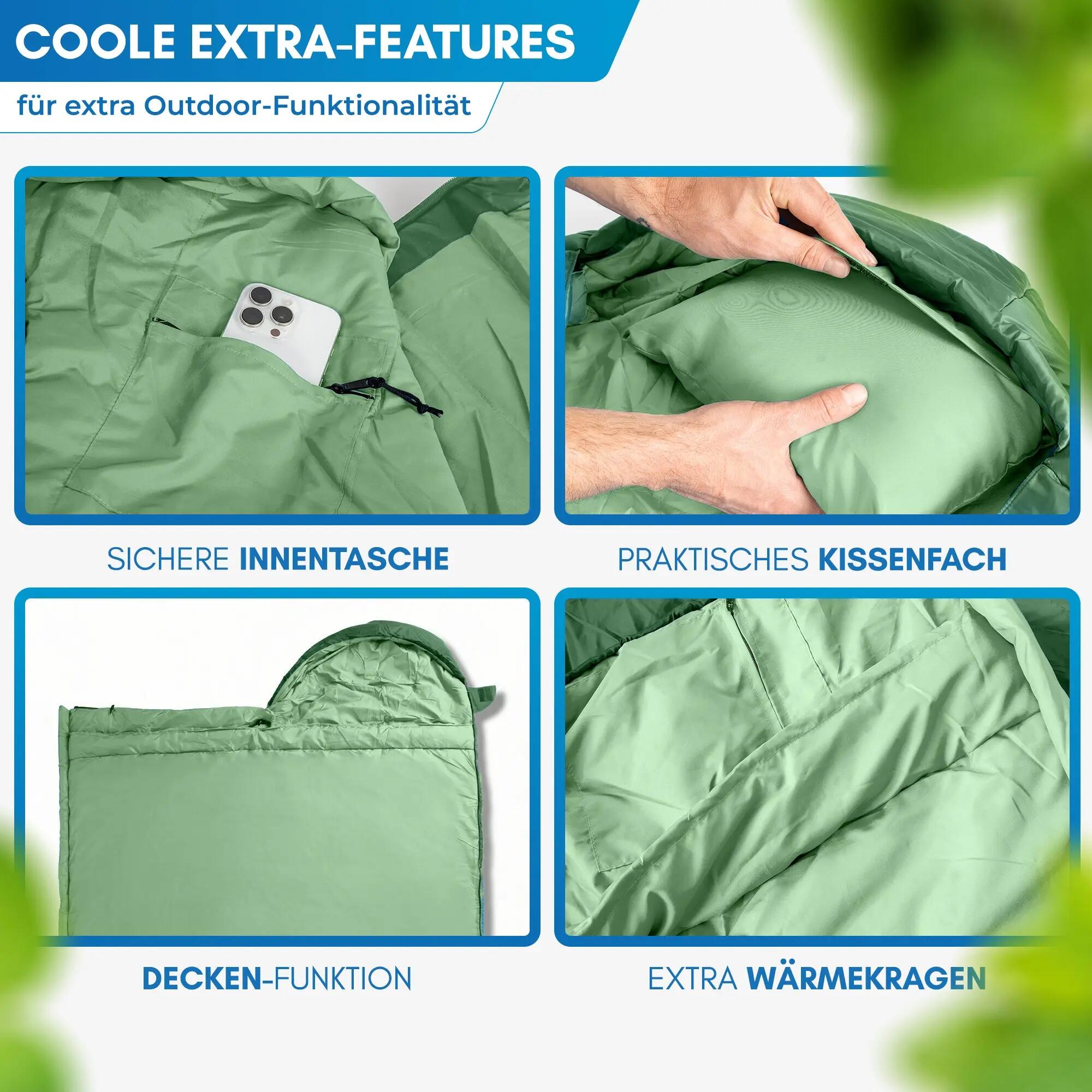 Deckenschlafsack für camping - drei jahreszeiten, leicht, Pihtso 7/8