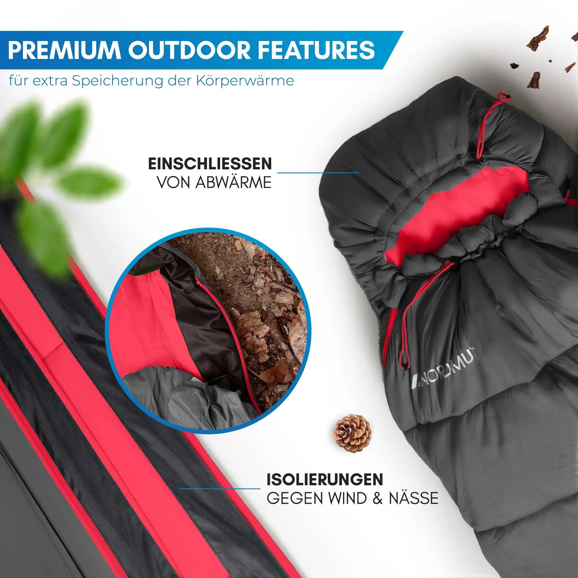 Camping Winterschlafsack Mumie bis -10 °C 216 x 80 cm wasserabweisend Ajunn 5/7