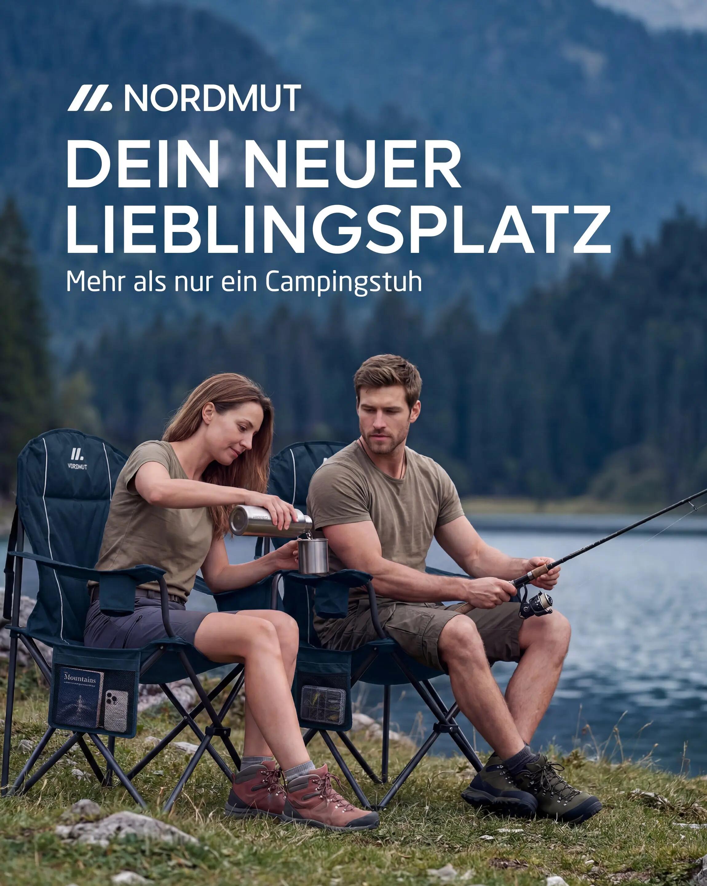 Camping Klappstuhl XXL 2er-Set gepolstert bis 200 kg mit Kühltasche Aavas 2/7