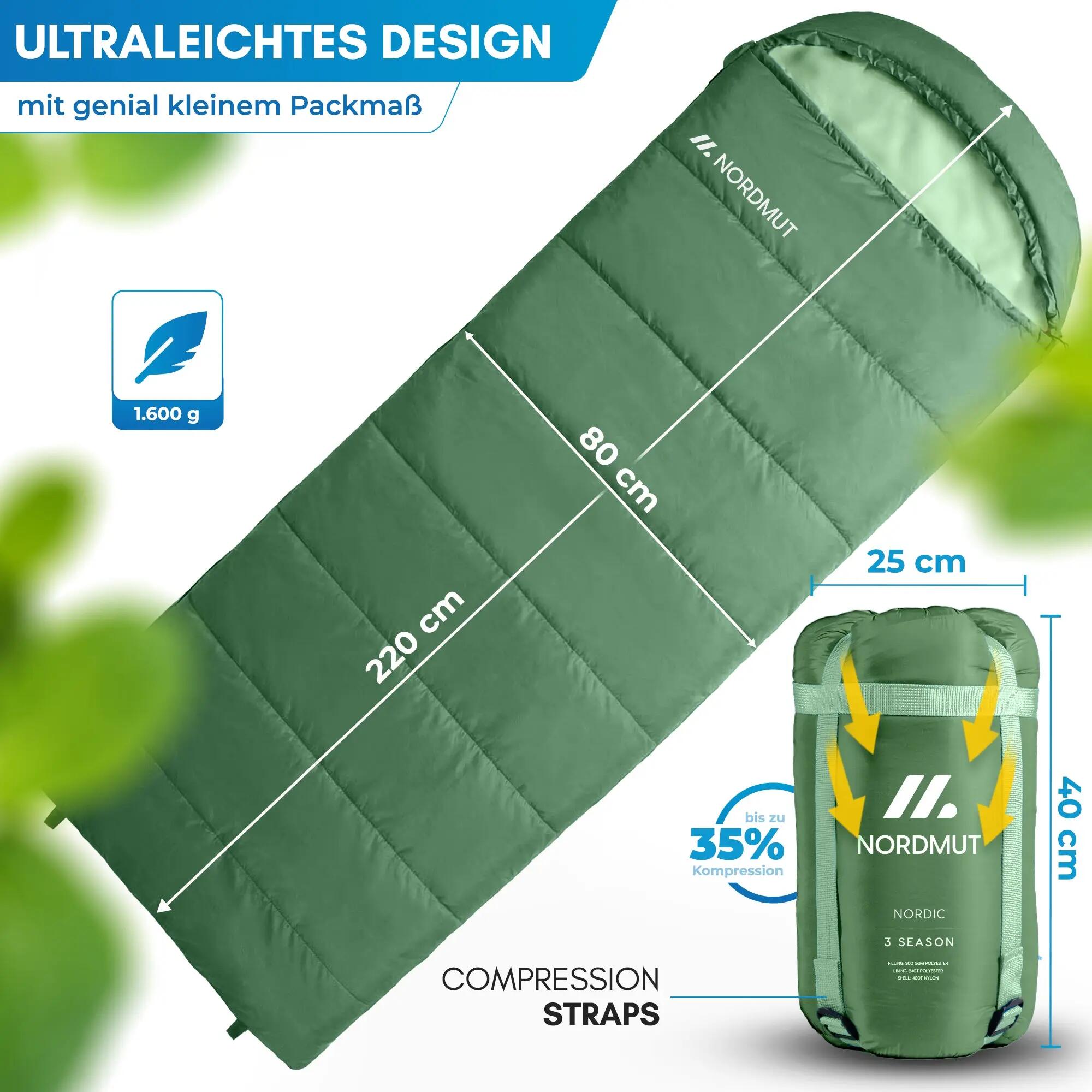 Deckenschlafsack für camping - drei jahreszeiten, leicht, Pihtso 6/8