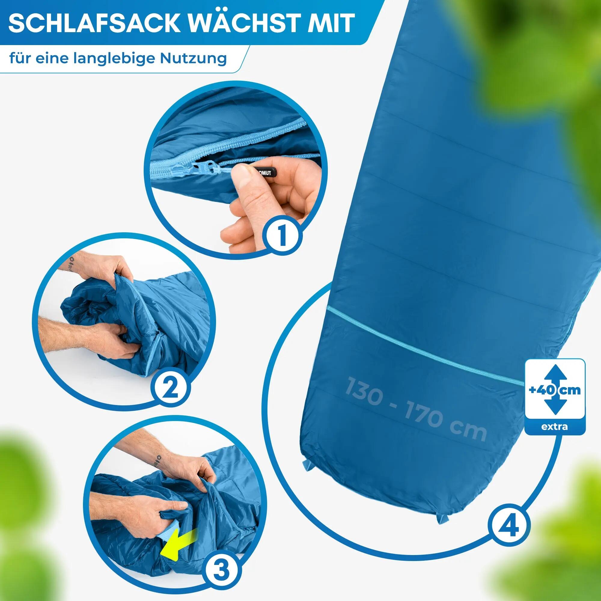 Kinder - camping-schlafsack - mitwachsend, 130 bis 170 cm - bukke 6/8