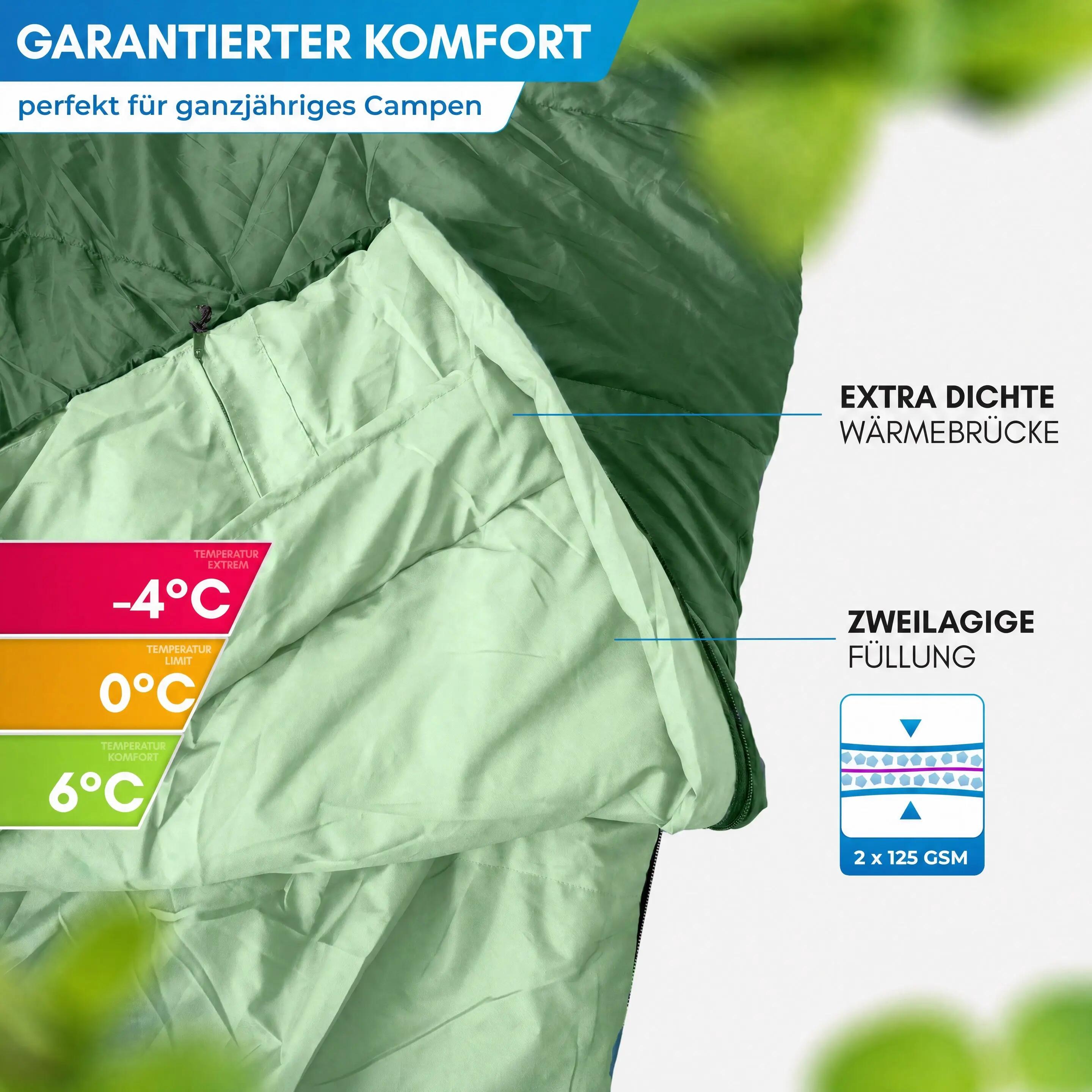 Deckenschlafsack für camping - drei jahreszeiten, leicht, Pihtso 5/8