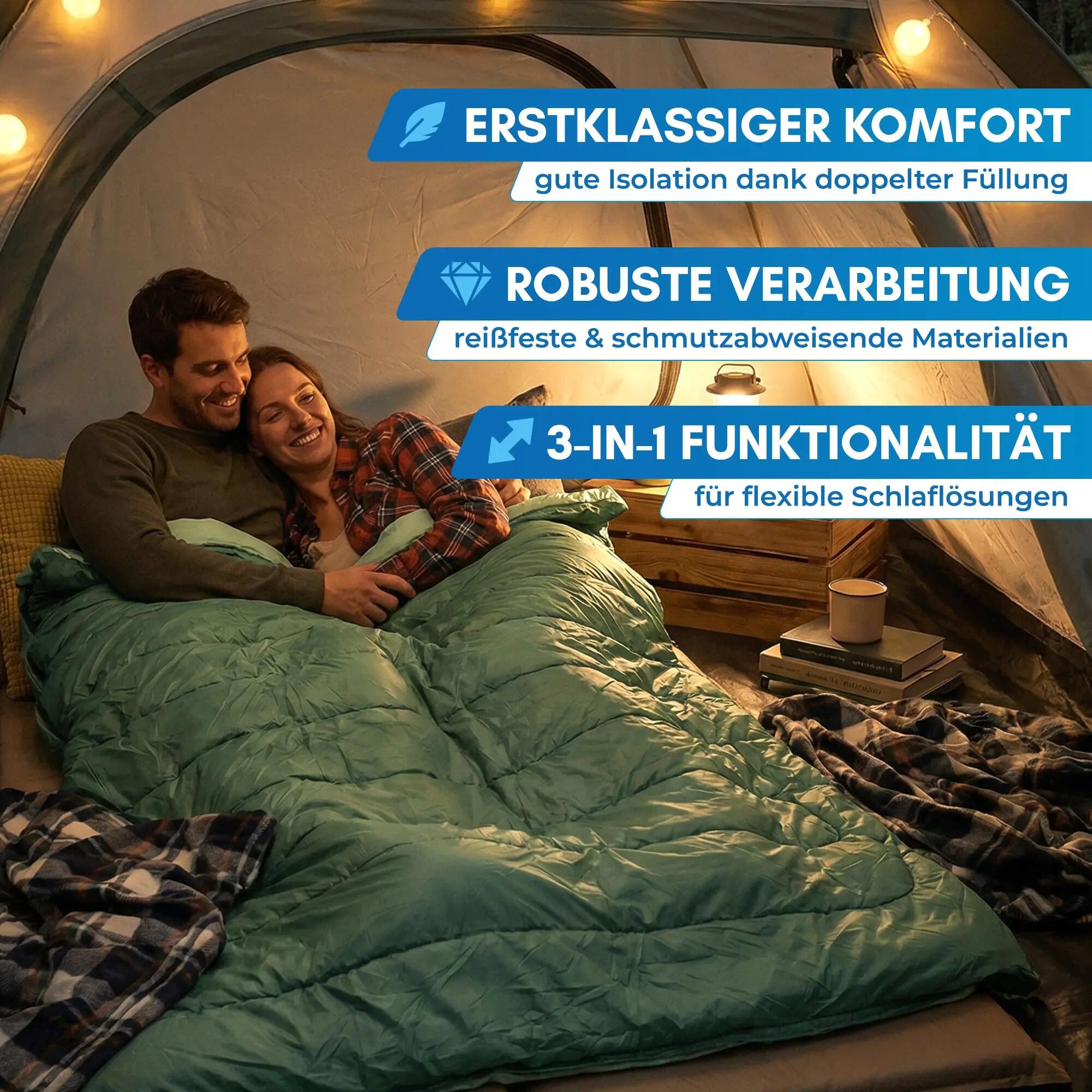 Camping-Doppelschlafsack für zwei - teilbar, 3 jahreszeiten, otra 2/8
