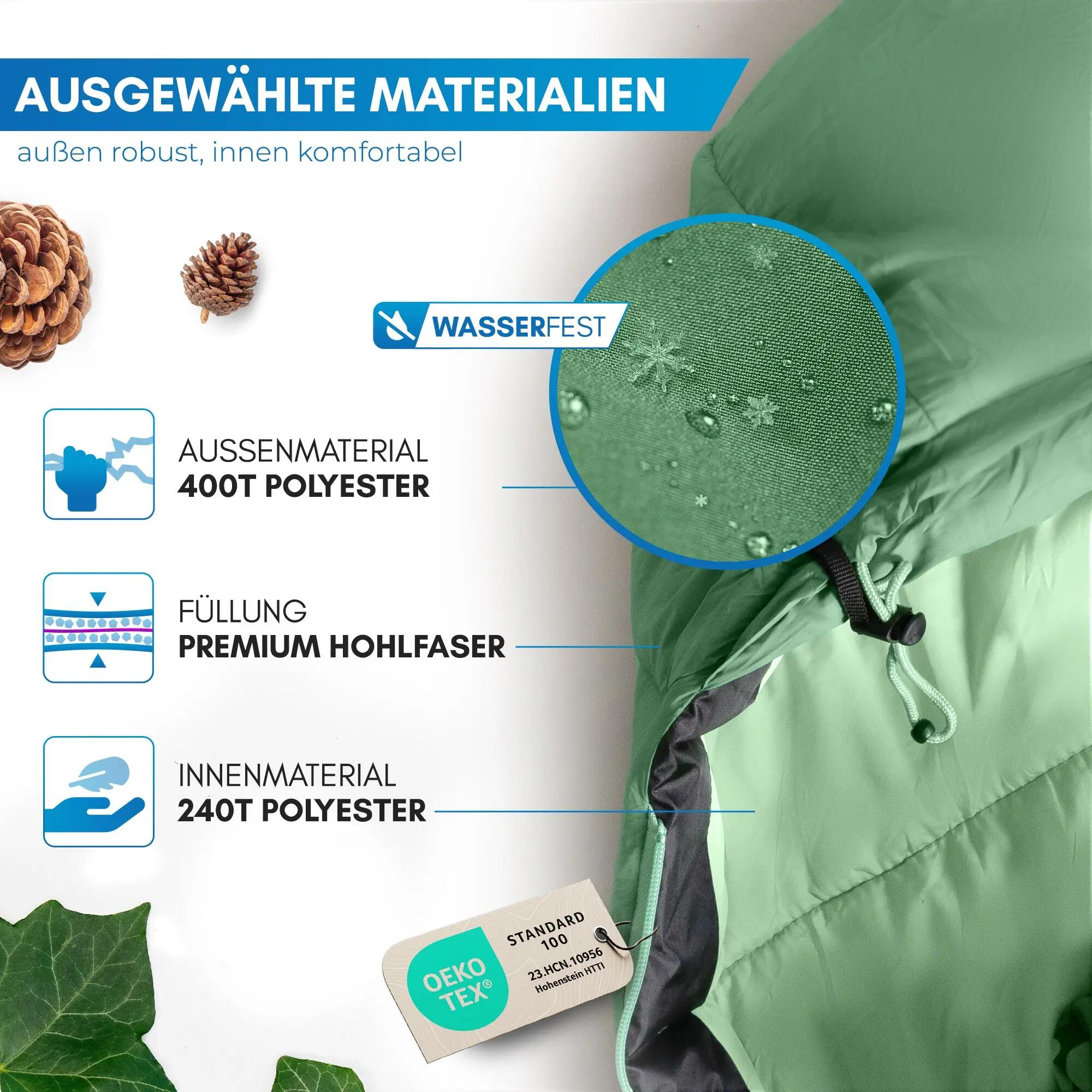 Camping Winterschlafsack Mumie bis -10 °C 216 x 80 cm wasserabweisend Ajunn 2/7