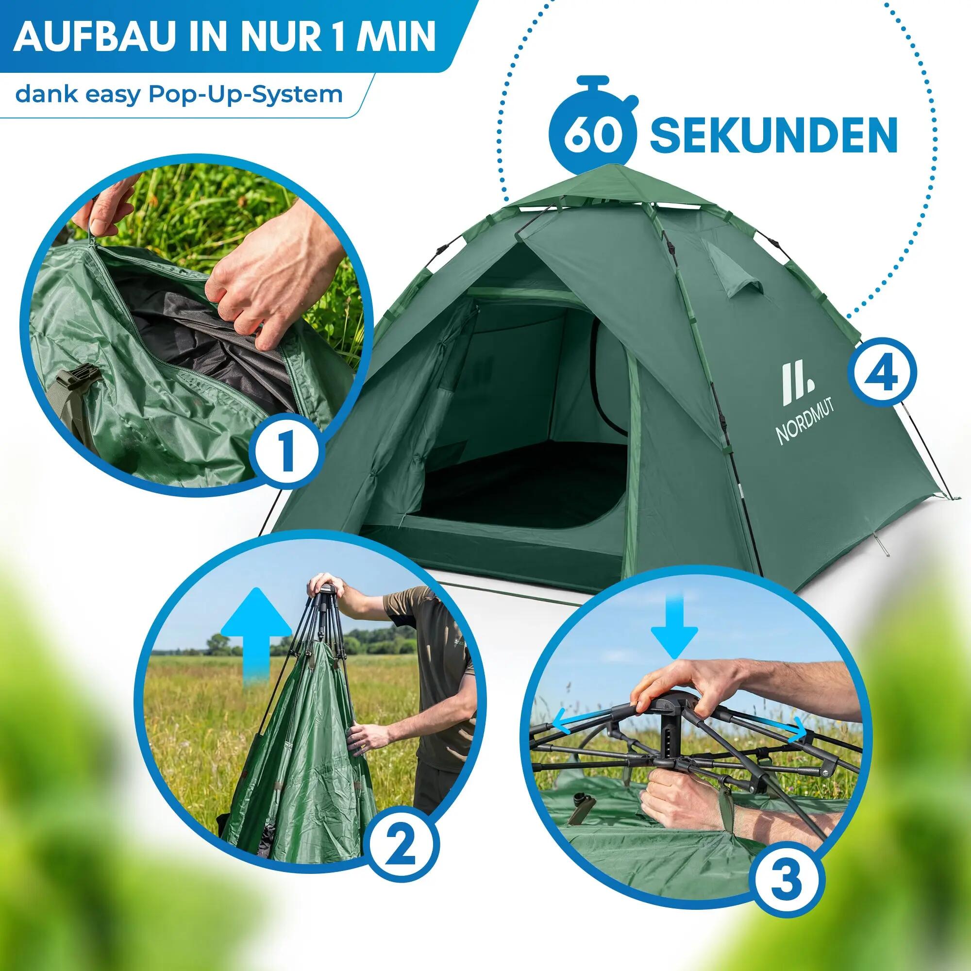 Camping-Wurfzelt für 2 bis 4 Personen, Pop-up, wasserdicht, Tikaa 2/8