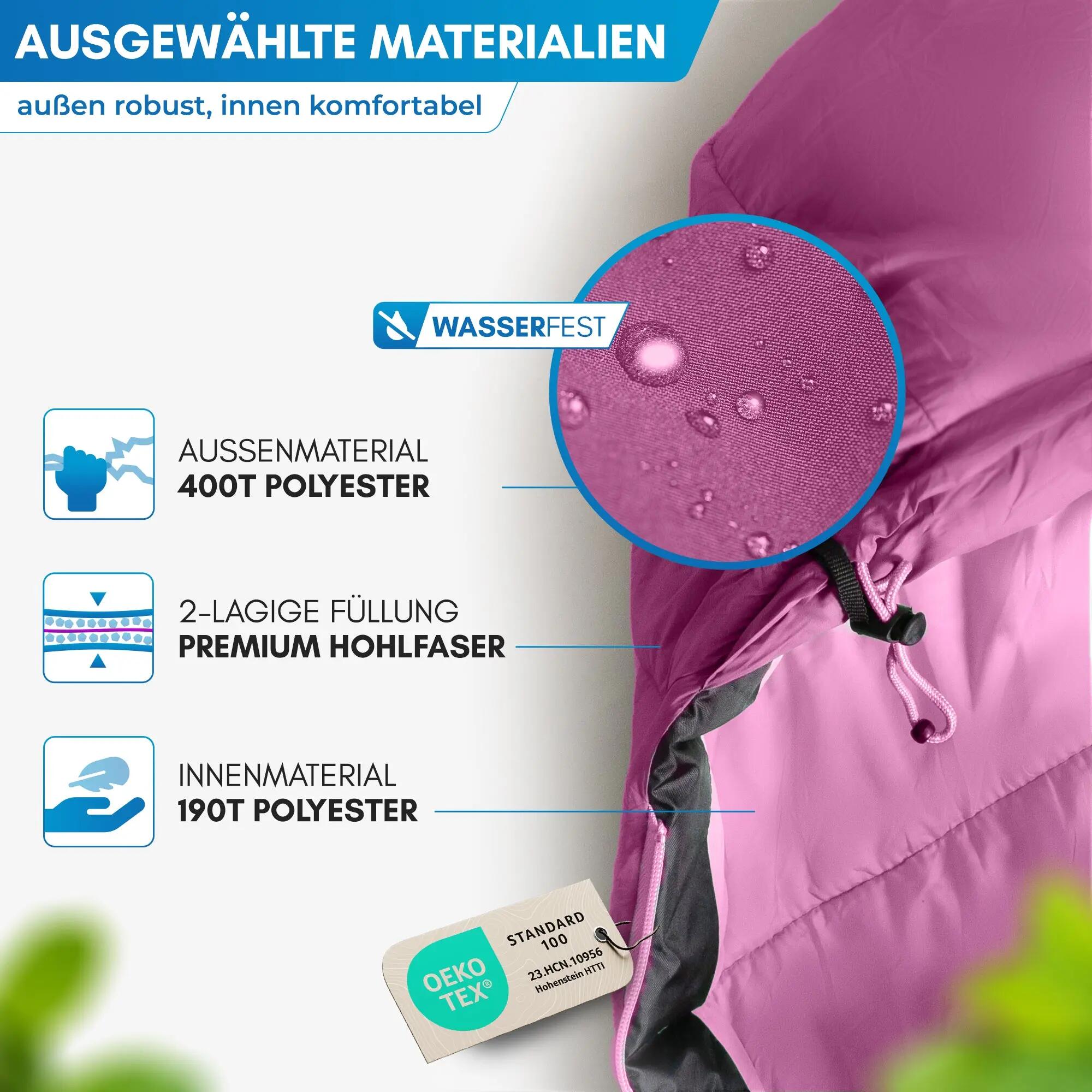 Kinder - camping-schlafsack - mitwachsend 130-170 cm - bukke 2/8