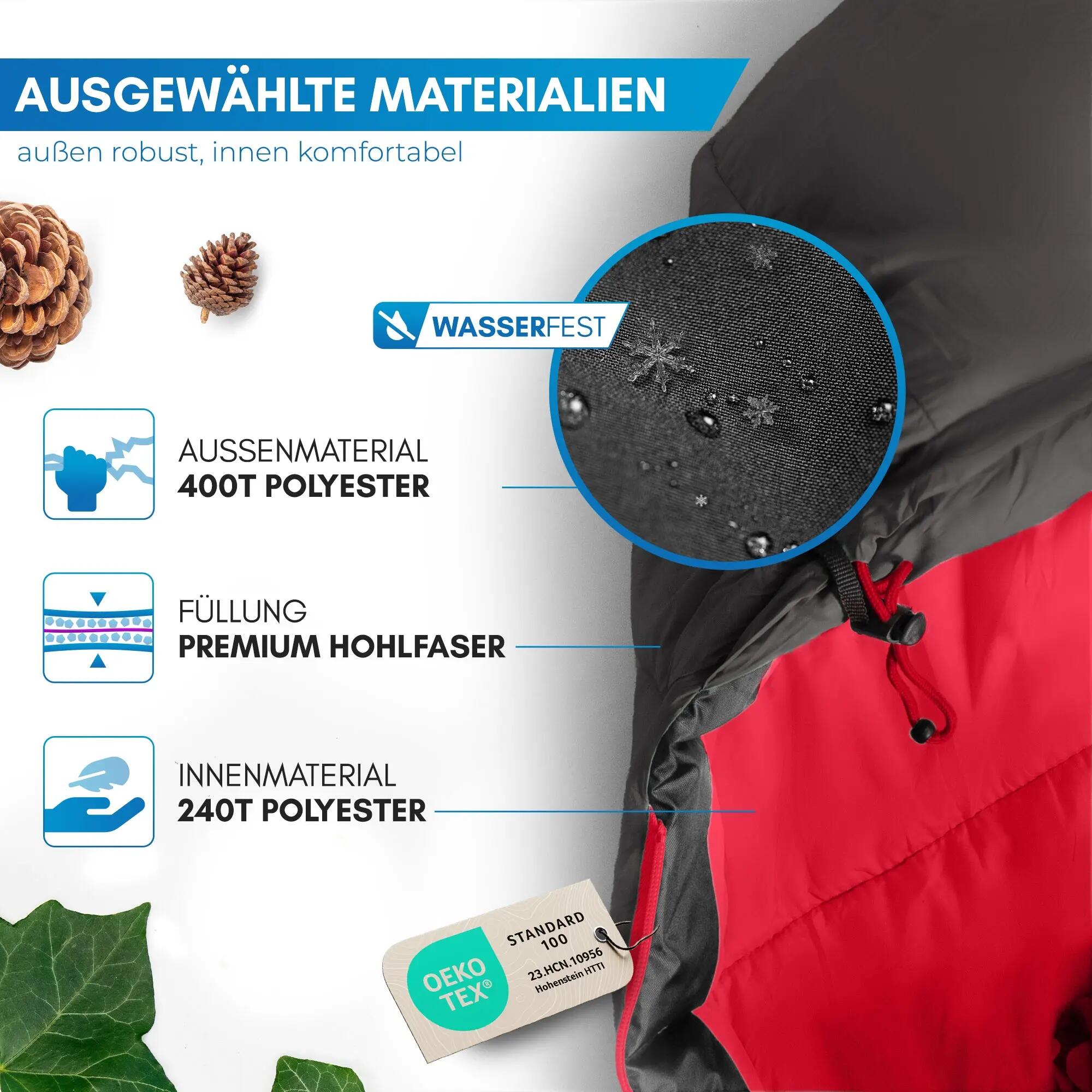 Camping Winterschlafsack Mumie bis -10 °C 216 x 80 cm wasserabweisend Ajunn 2/7