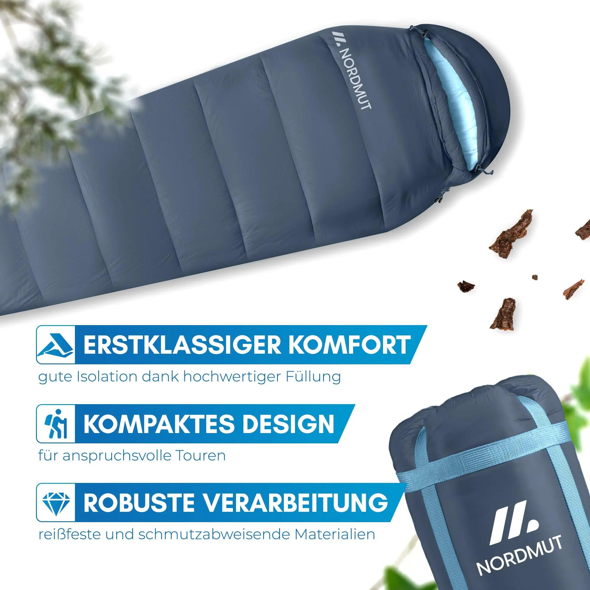 Camping Winterschlafsack Mumie bis -10 °C 216 x 80 cm wasserabweisend Ajunn 7/7