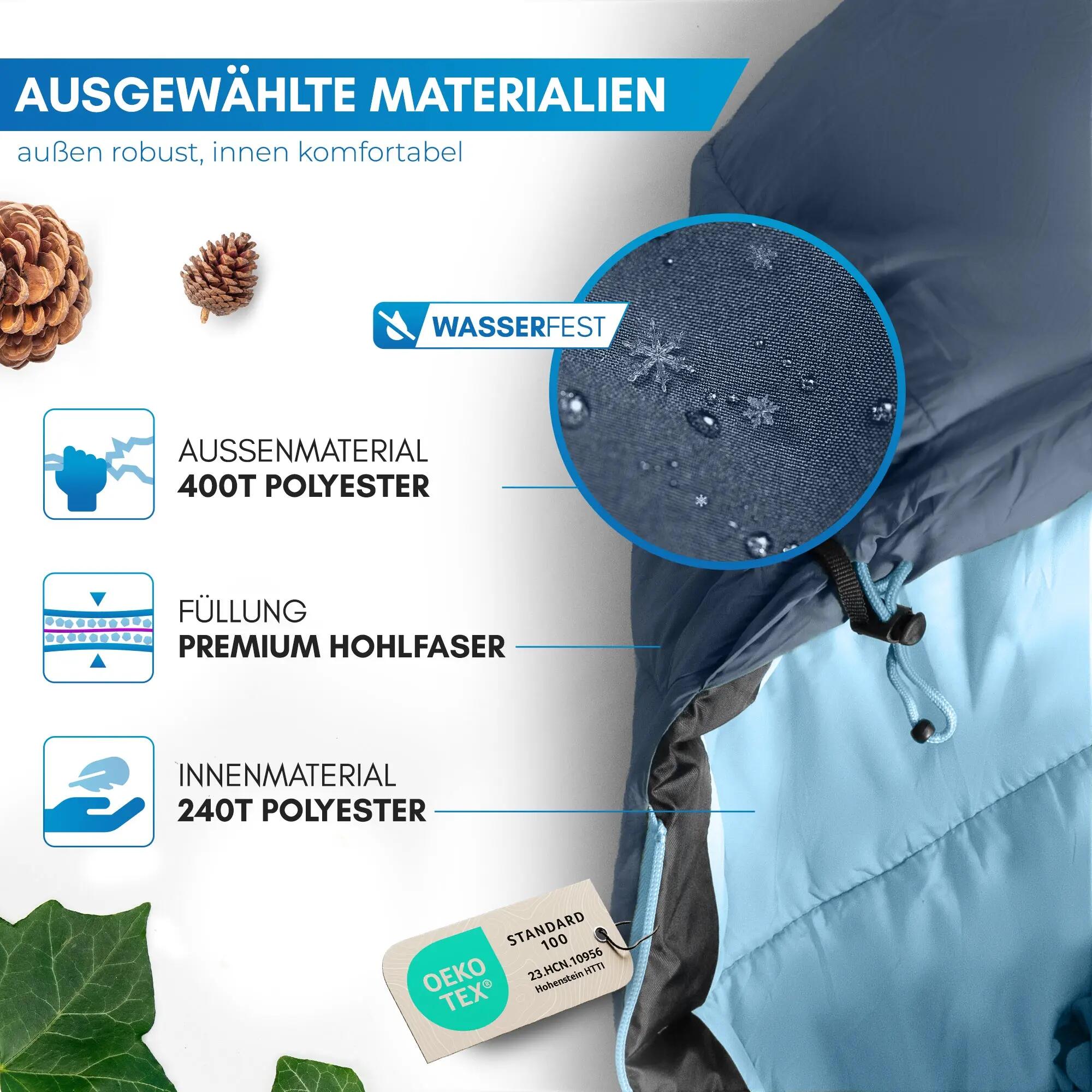 Camping Winterschlafsack Mumie bis -10 °C 216 x 80 cm wasserabweisend Ajunn 2/7