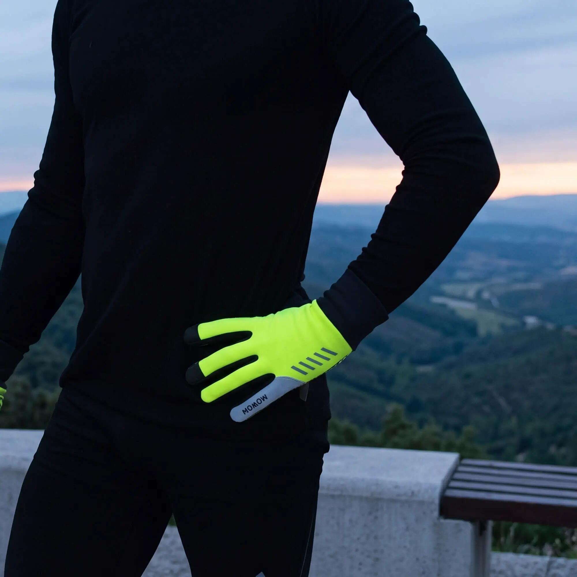 WOWOW - Gants Cyclisme Jaunes Haute Visibilité Coupe-Vent Tactiles Gel 5/5