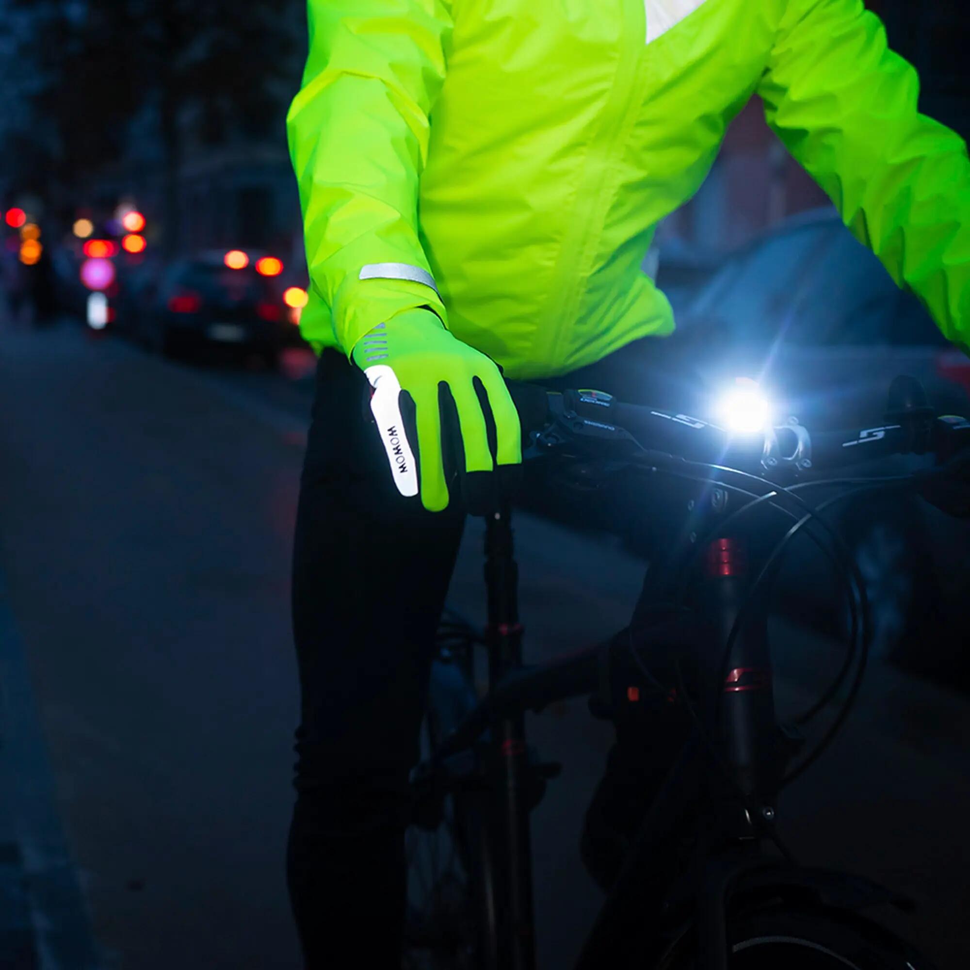 WOWOW - Gants Cyclisme Jaunes Haute Visibilité Coupe-Vent Tactiles Gel 4/5