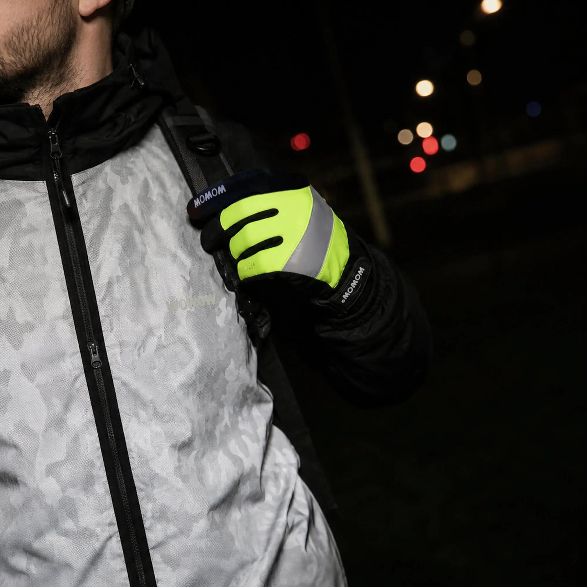 WOWOW - Herren Damen Warnschutz Winddichte Touchscreen Fahrradhandschuhe 5/5