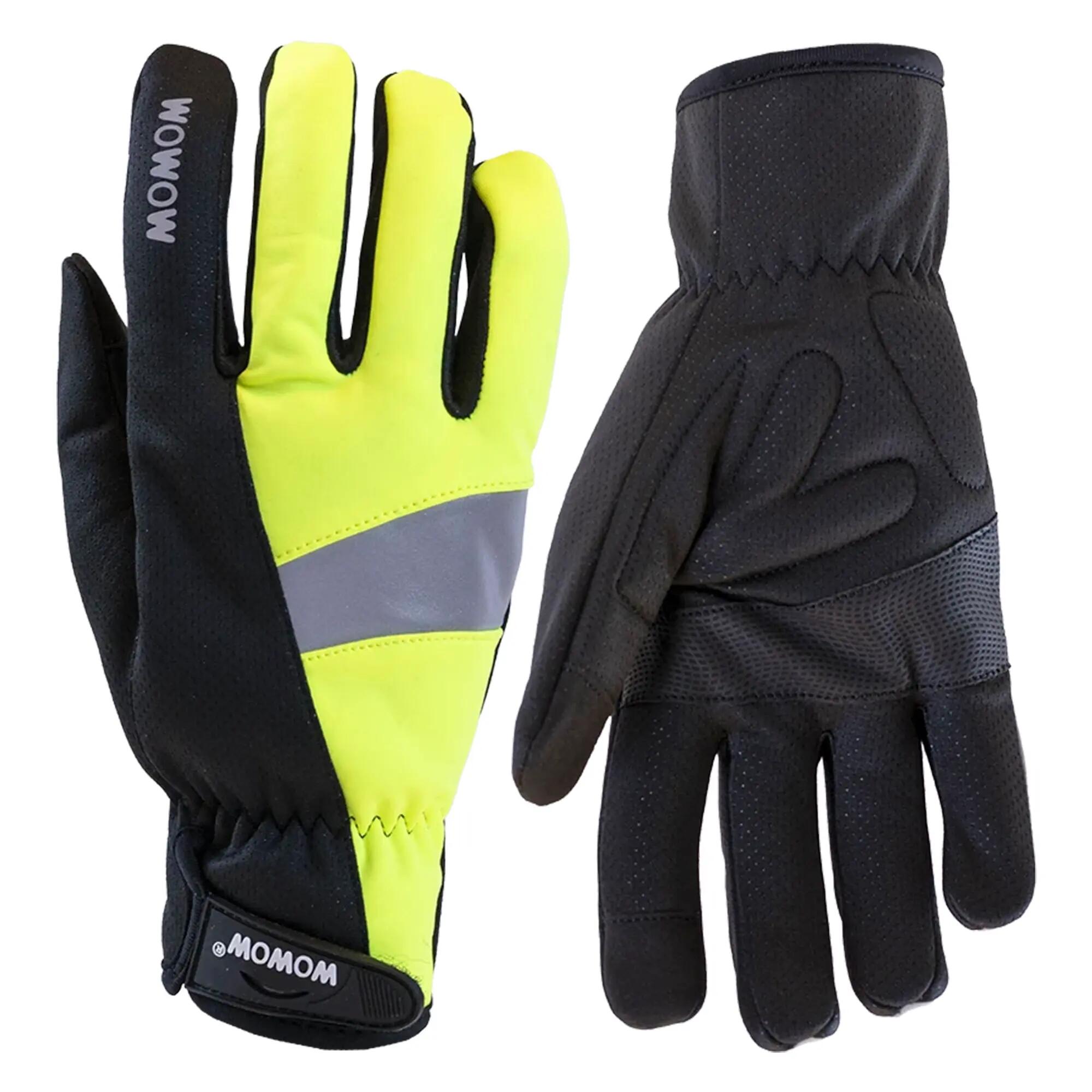 WOWOW - Herren Damen Warnschutz Winddichte Touchscreen Fahrradhandschuhe 3/5