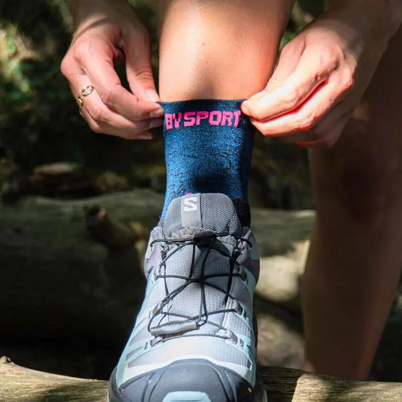 Chaussettes TREK GR MID Bleu/Rose 2/2