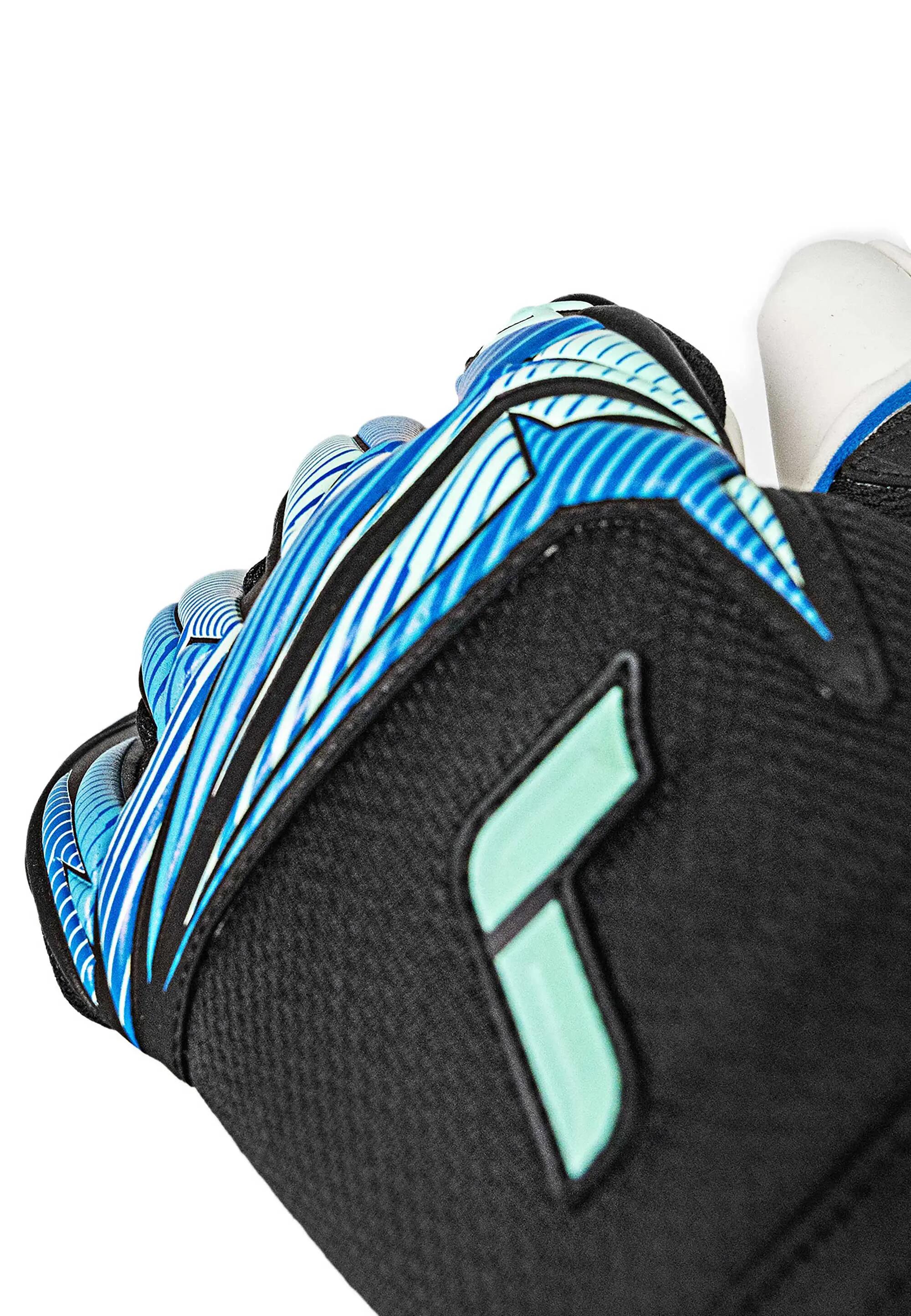 Luvas de guarda-redes Reusch Attrakt RE:GRIP NC preto/azul oceano claro 8/8