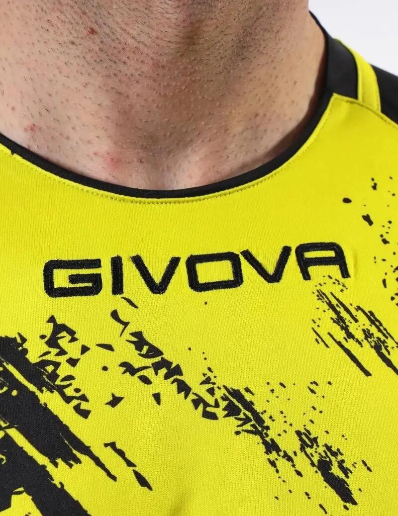 T-shirt uomo givova giallo fluo/nero 3/4