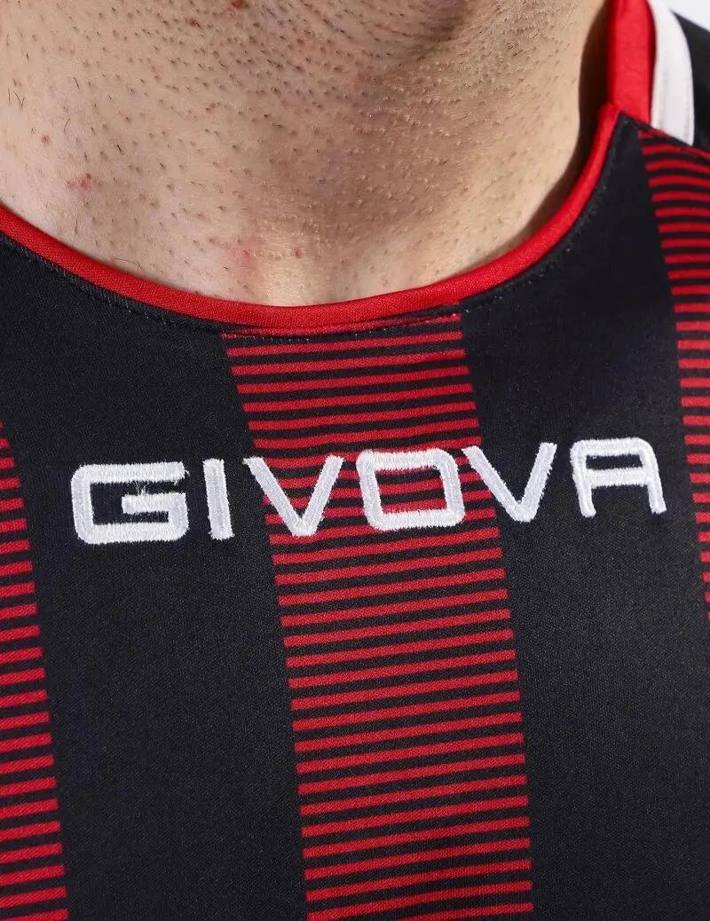 Camiseta de Fútbol Givova Tratto Negro/Rojo Poliéster 4/4