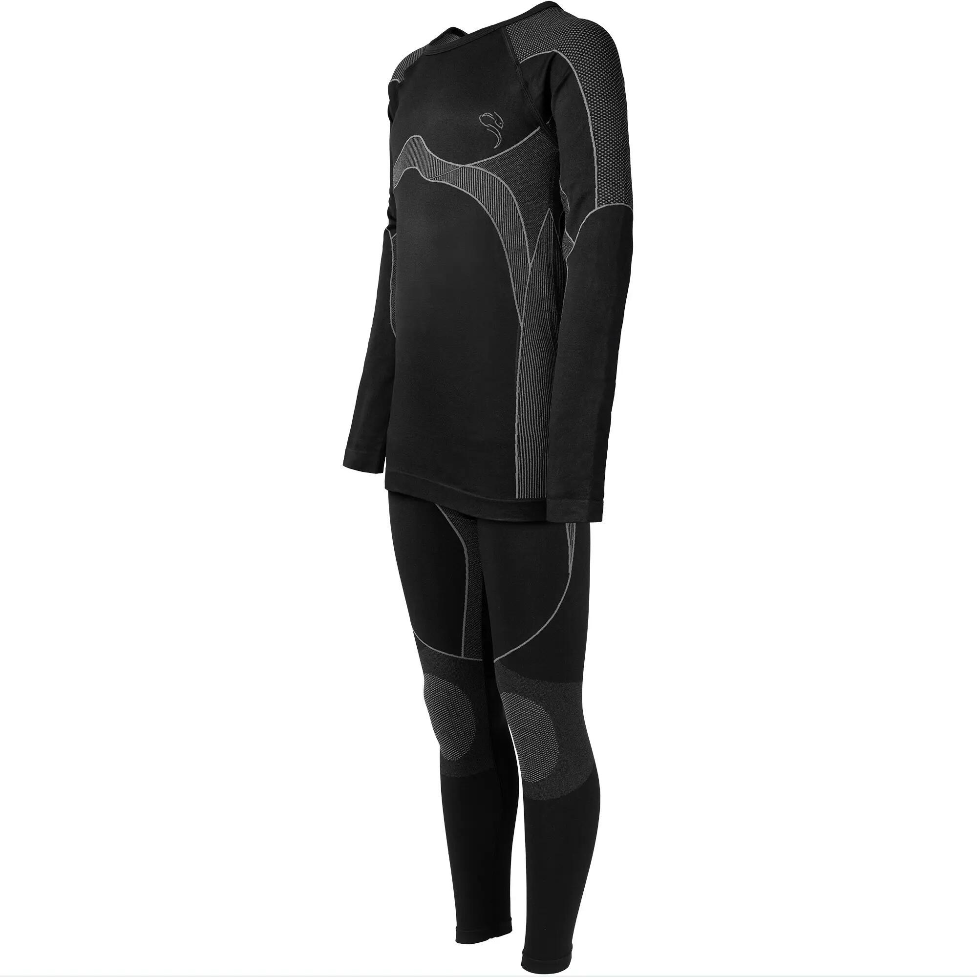 Jungen Mädchen Skiunterwäsche Set Funktionsshirt und lange Hose nahtlos wärmend 3/8
