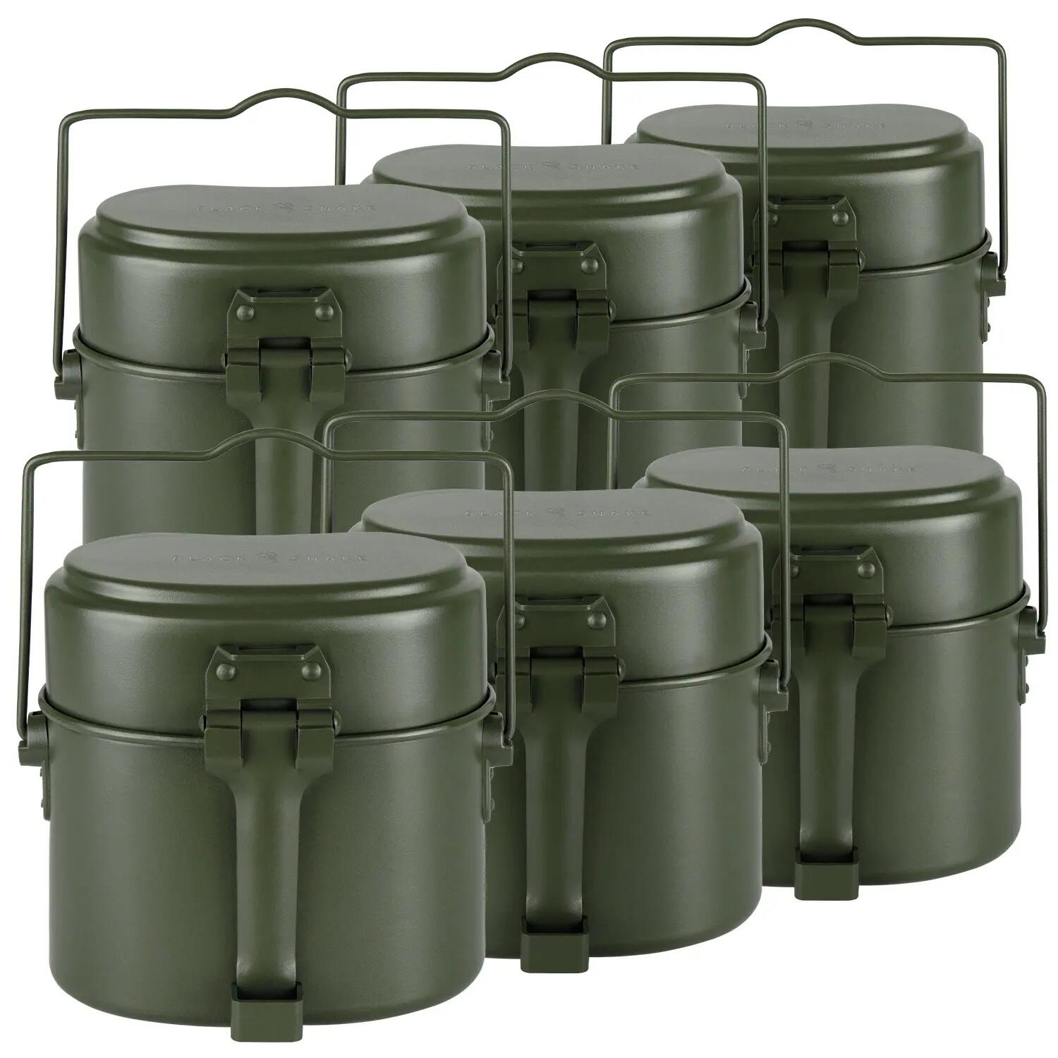 Camping Kochgeschirr Set BW-Stil Aluminium Topf Schale Pfannendeckel 6 Personen 1/7