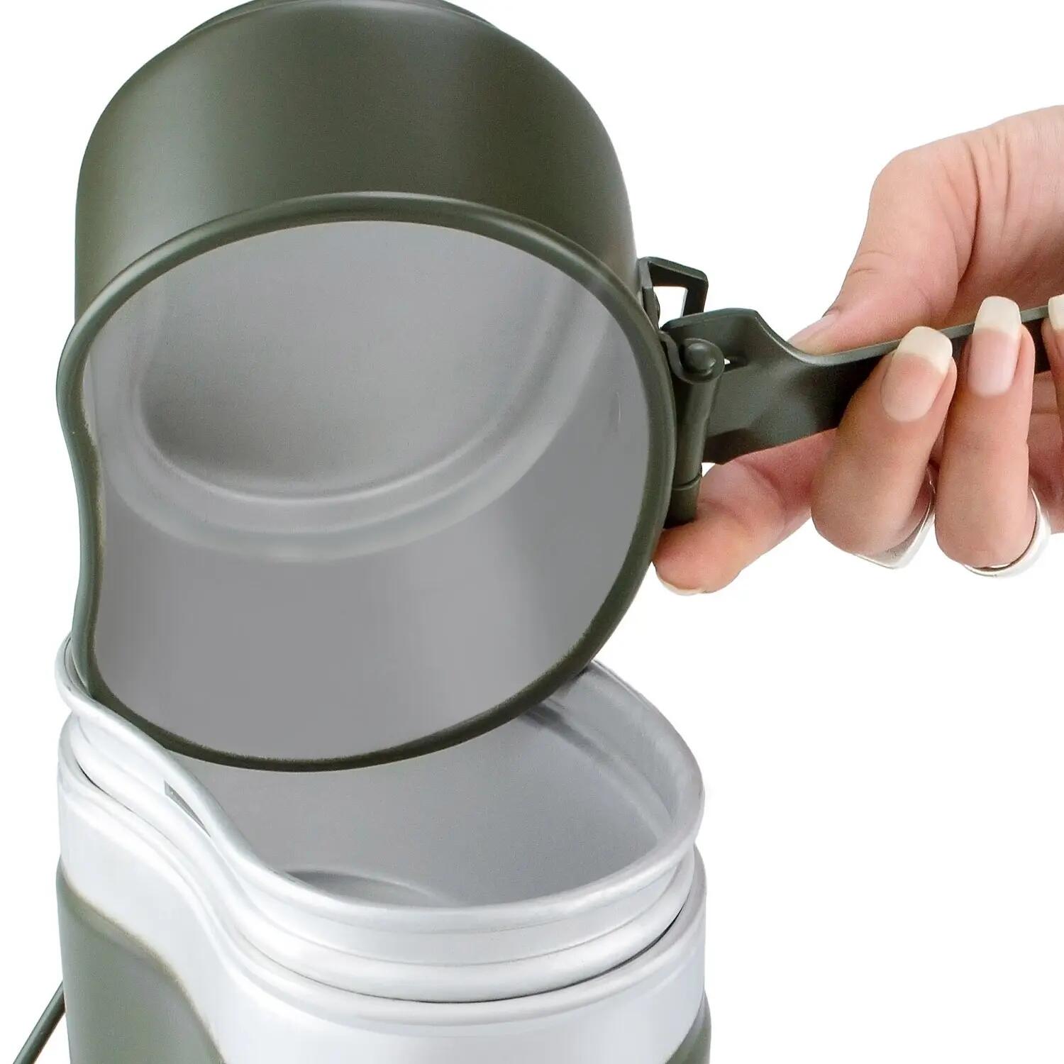 Camping Kochgeschirr Set BW-Stil Aluminium Topf Schale Pfannendeckel 6 Personen 2/7