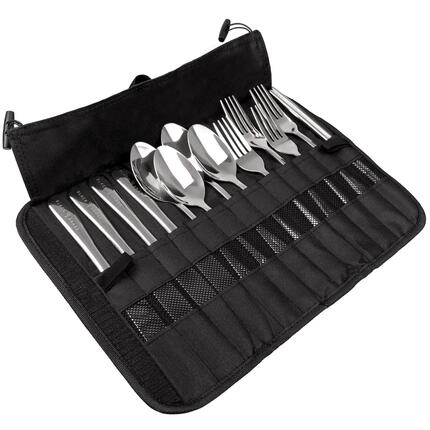 Camping Besteck Set Edelstahl 13-teilig mit Essstäbchen und Tasche 4 Personen