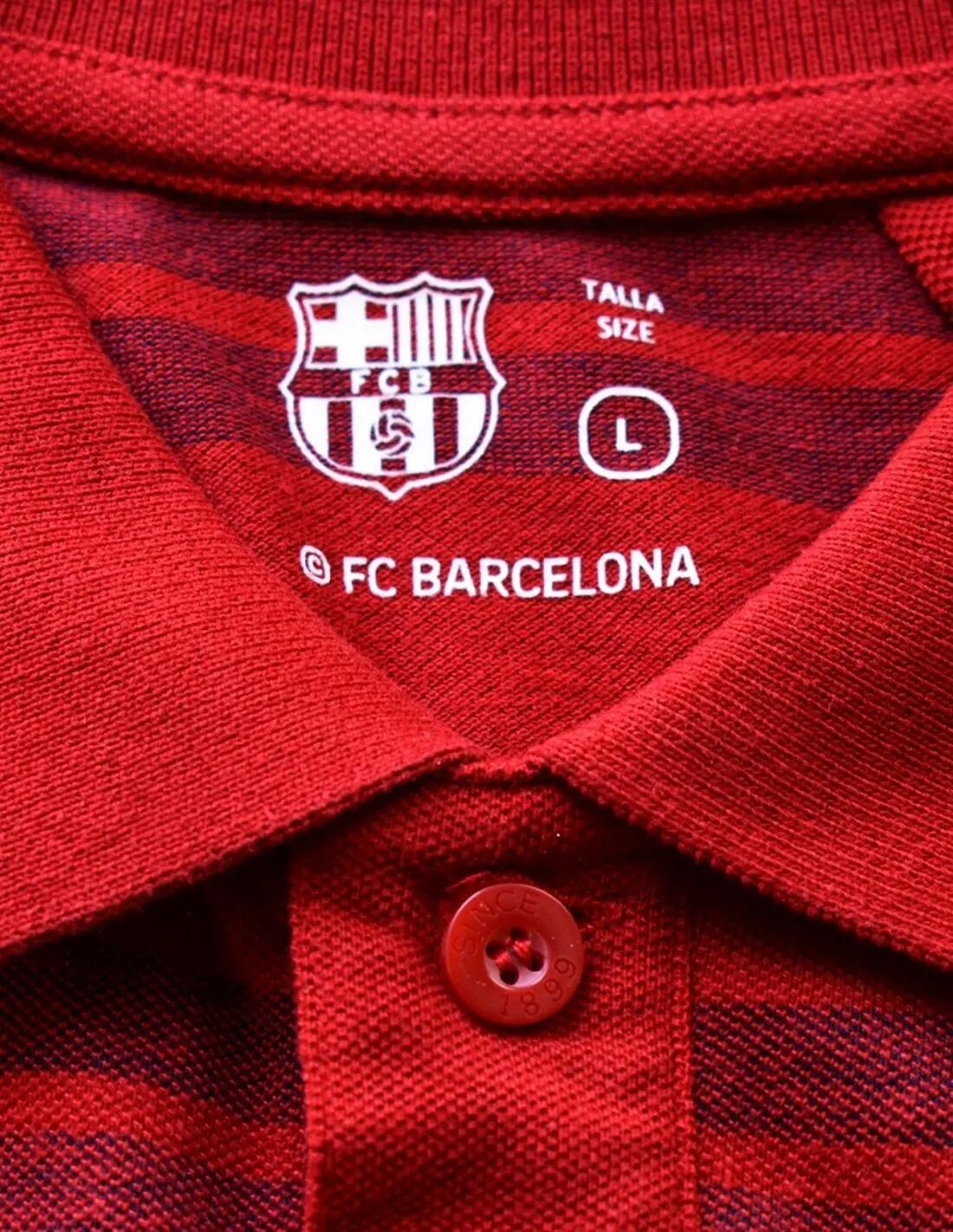 Het T-shirt van Barcelona met granaatrode kraag 4/4