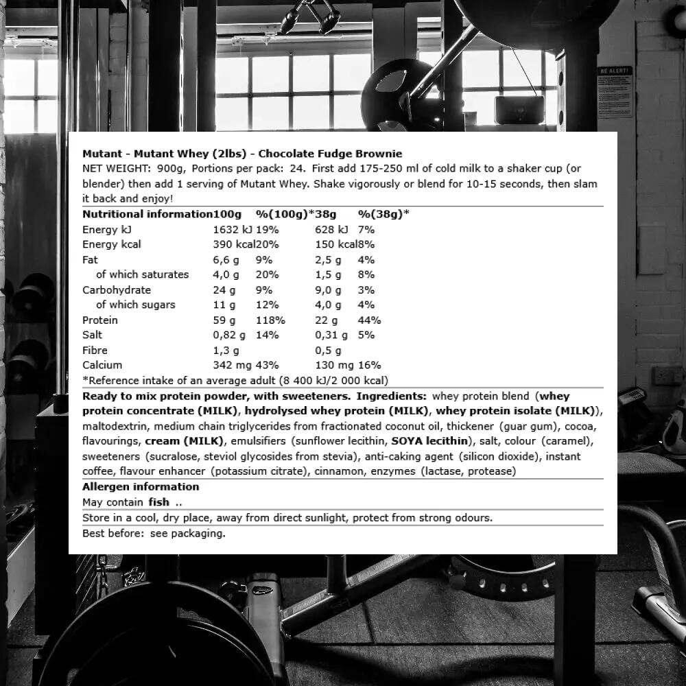 Mutant Mutant Whey (2lbs) Chocolate Fudge Brownie - Eiweiße 3/4