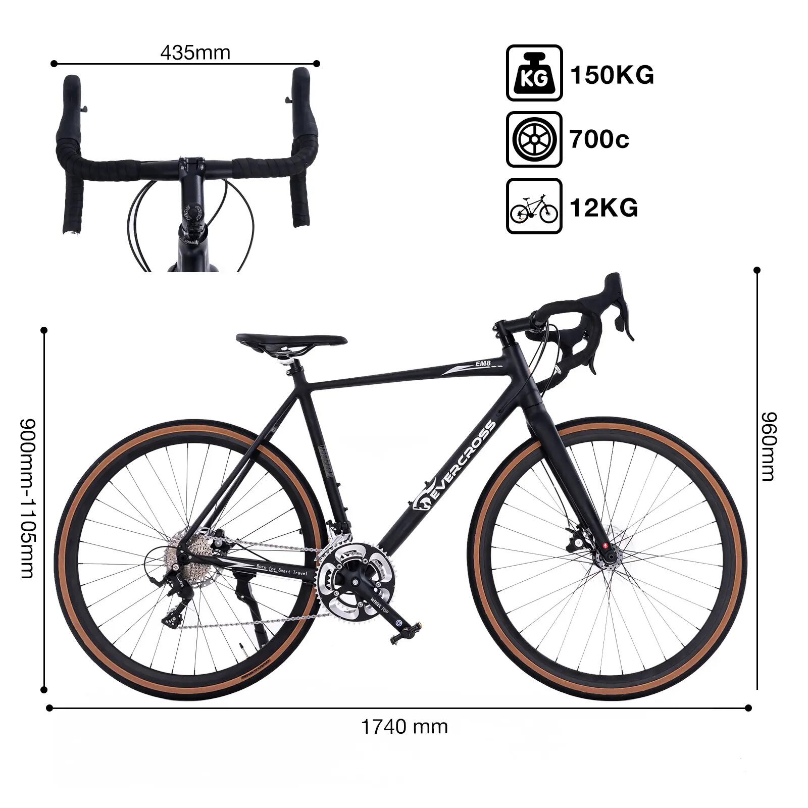 Vélo Route EM8 - Guidon Course - 2x8 Vitesses - Aluminium - Freins à Disque 2/15