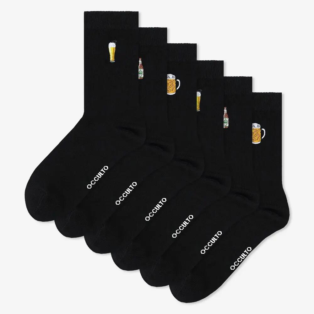 Herren & Damen Schwarze Motiv Socken 6er Pack (Modell: Juno) 3/6