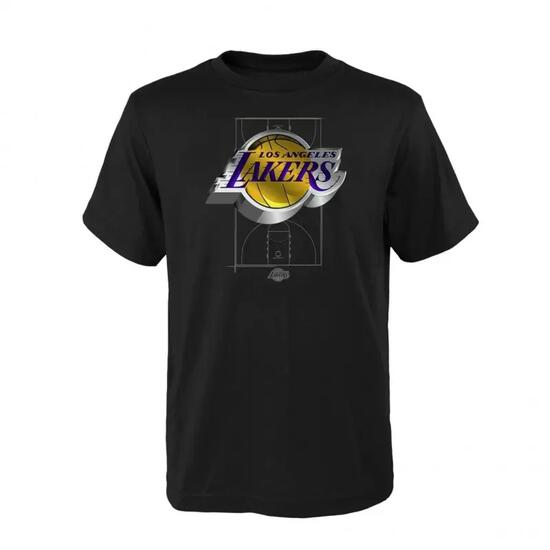 OUTERSTUFF 3D Logo NBA Junior czarny T-Shirt, Los Angeles Lakers