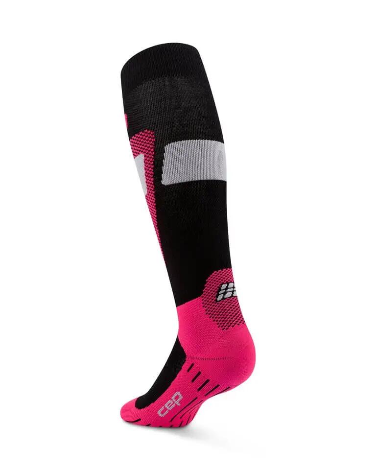 Șosete compresie schi femei CEP Ski Merino 3.0 - negru/roz | compresie schi 3/4