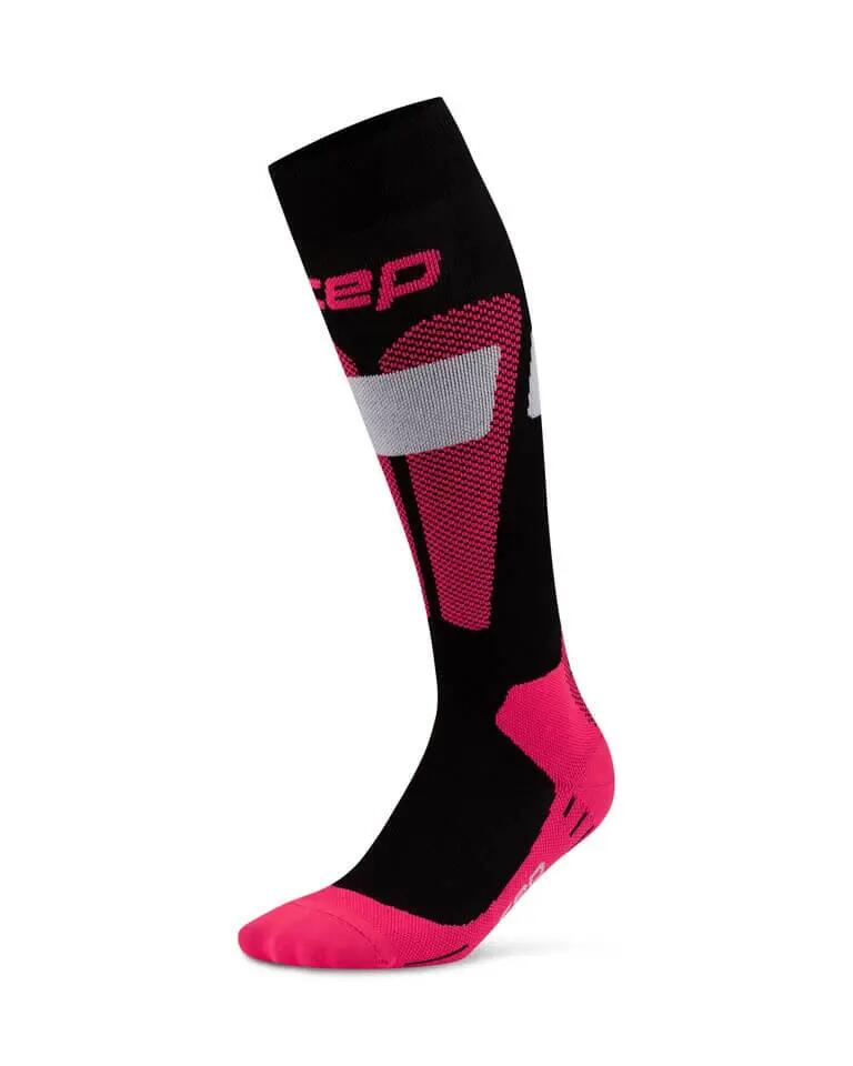 Șosete compresie schi femei CEP Ski Merino 3.0 - negru/roz | compresie schi 2/4