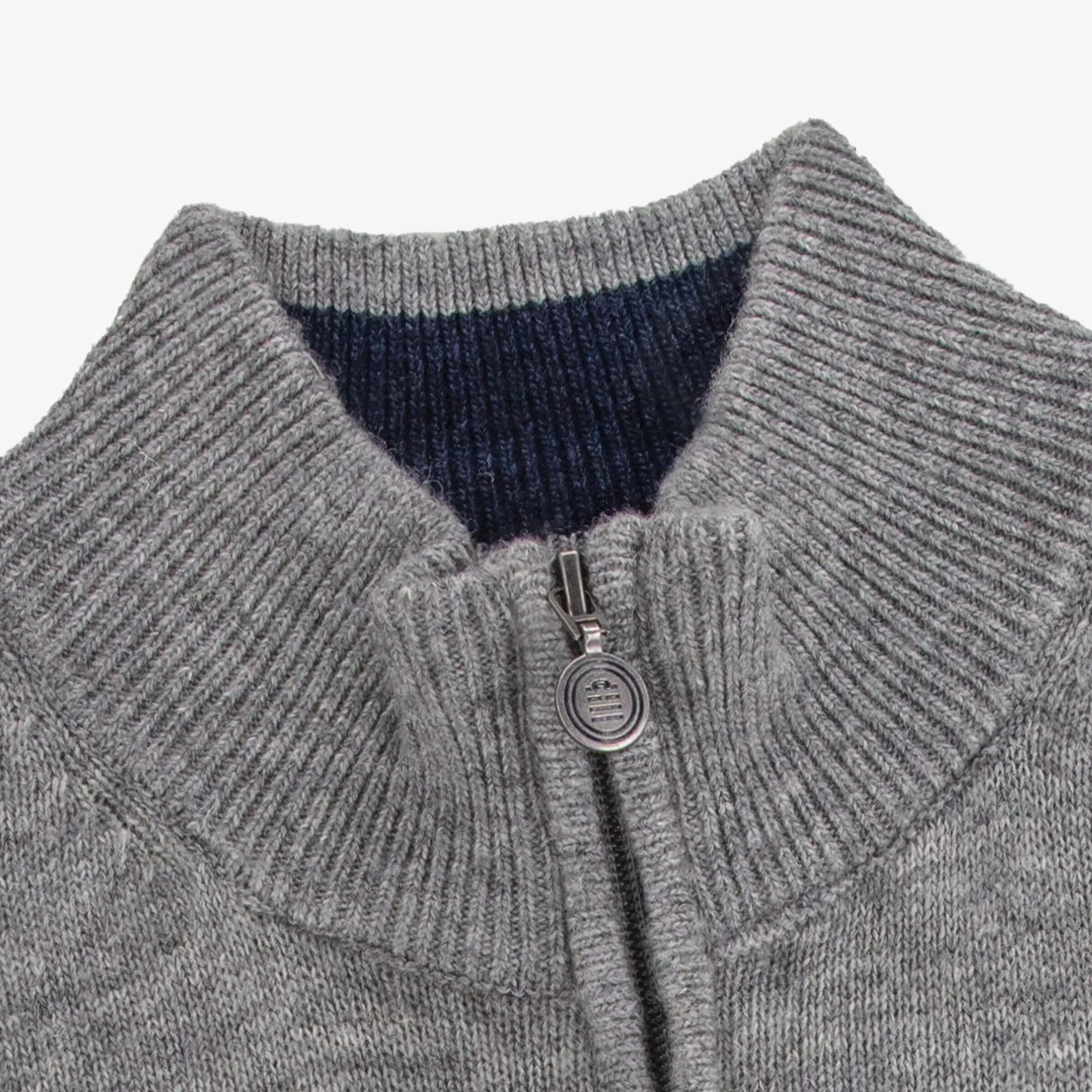 Gilet zippé en laine mélangée col montant gris acier MIKE 3/3