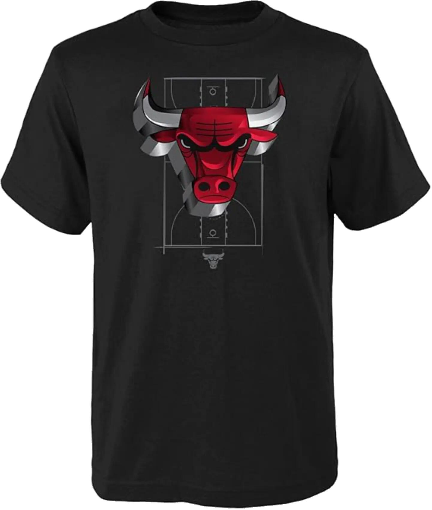 OUTERSTUFF 3D Logo NBA Junior maglietta, Chicago Bulls nera 2/2