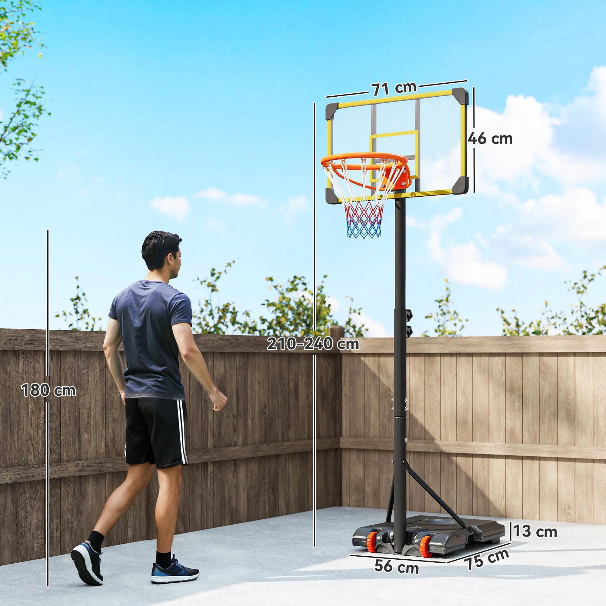 Panier de basket pour adultes, hauteur réglable de 2,1 à 2,4 m, roulettes et 5/9