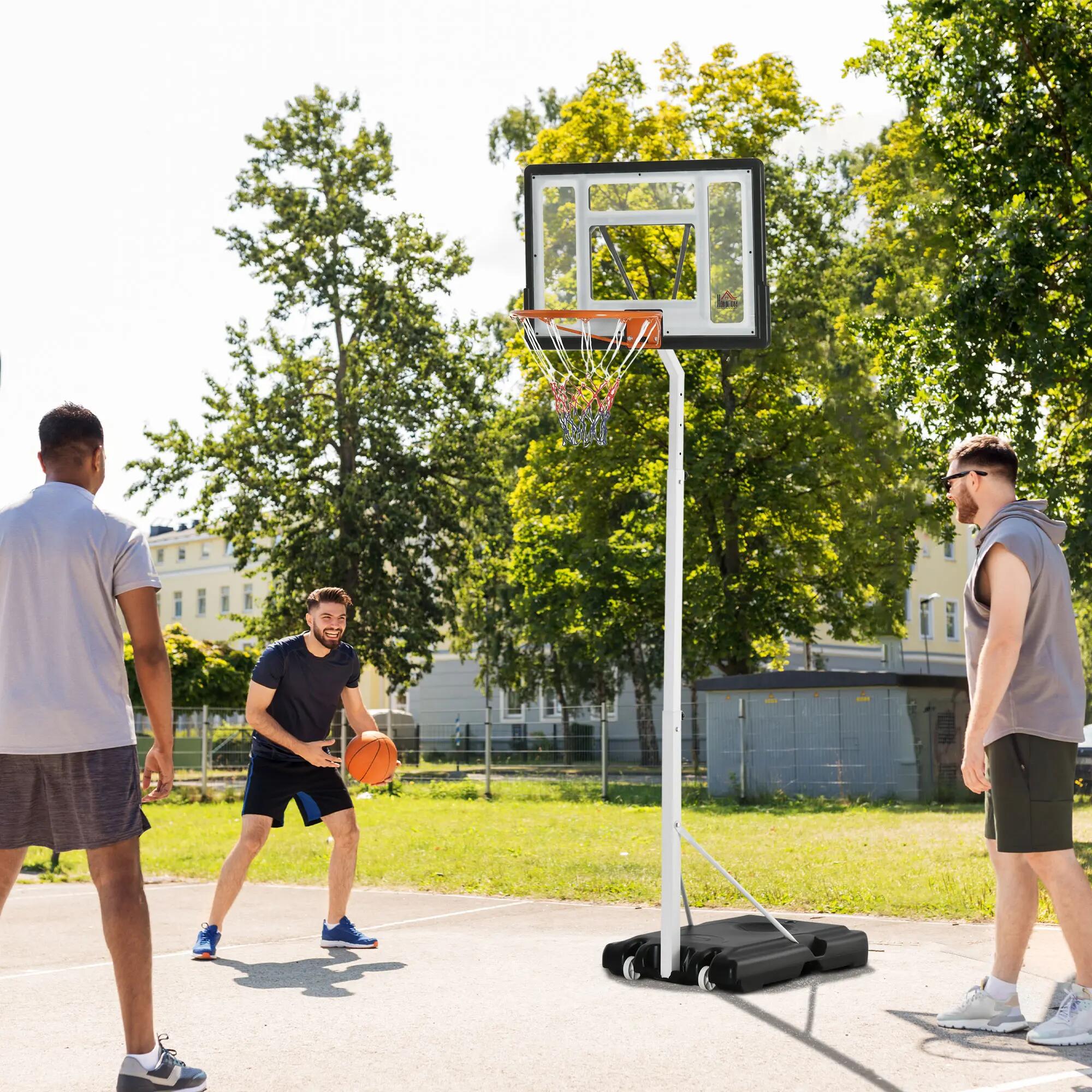 Panier de basket pour adultes avec panneau en PVC réglable 210-260 cm, roulettes 3/9