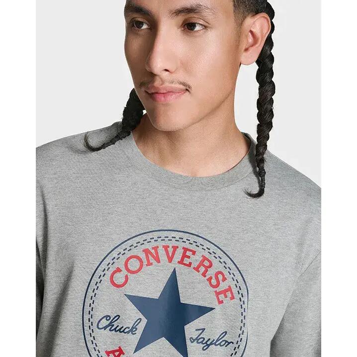 T-Shirt Converse Chuck Logo Tee, Cinza, Unissex 5/5